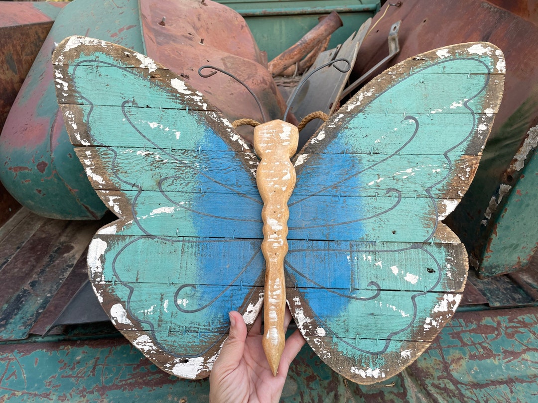Vintage Butterfly Wall Art of Painted Wood Slats and Metal Etsy