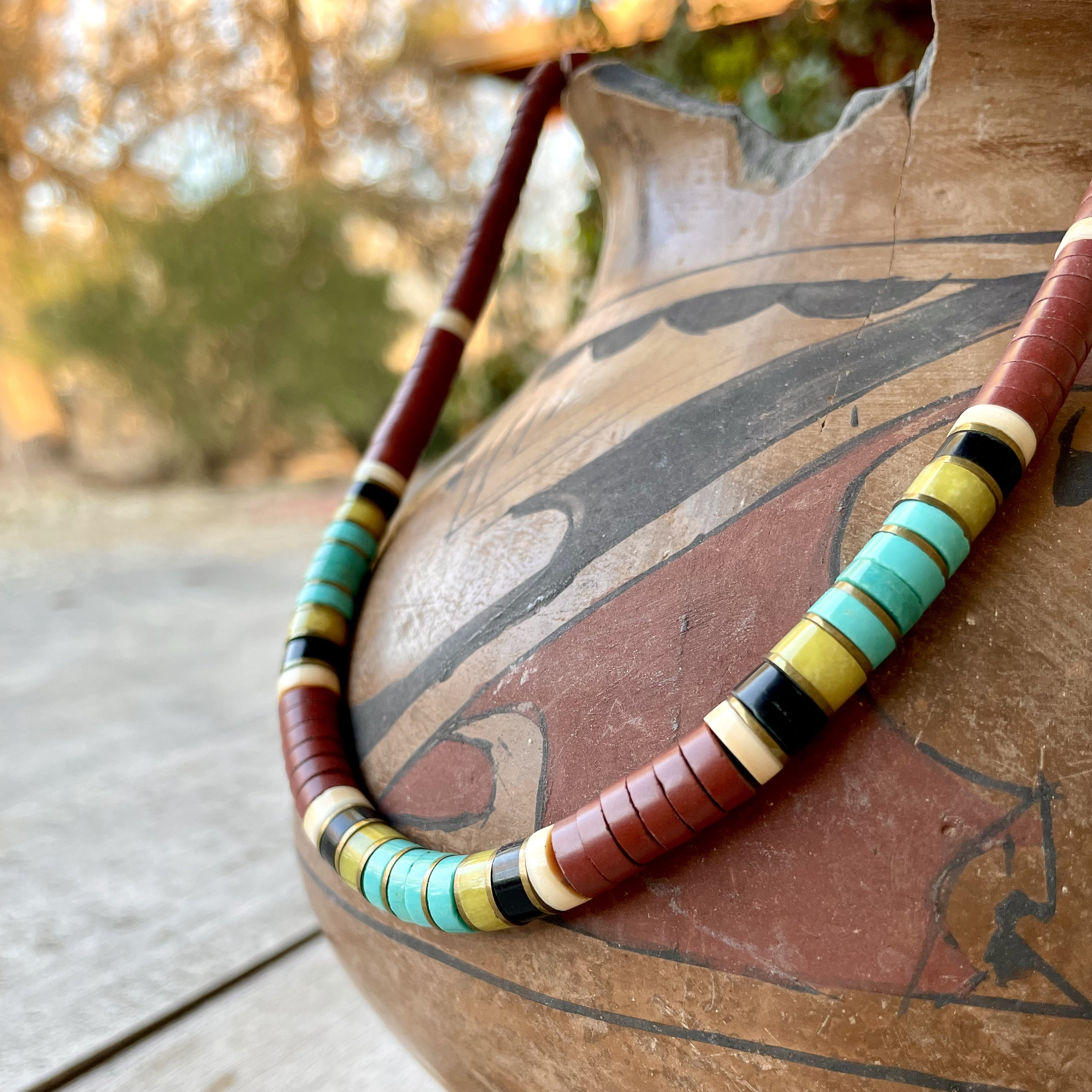 Native American Amazing Vintage Santo Domingo Pipestone Turquoise Serpentine Necklace Native American Amazing Vintage Santo Domingo Pipestone Turquoise Serpentine Necklace