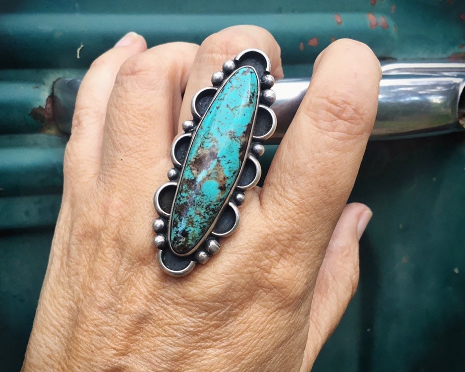 19g Huge Turquoise Ring for Women or Men Size 12, Traditional Navajo ...