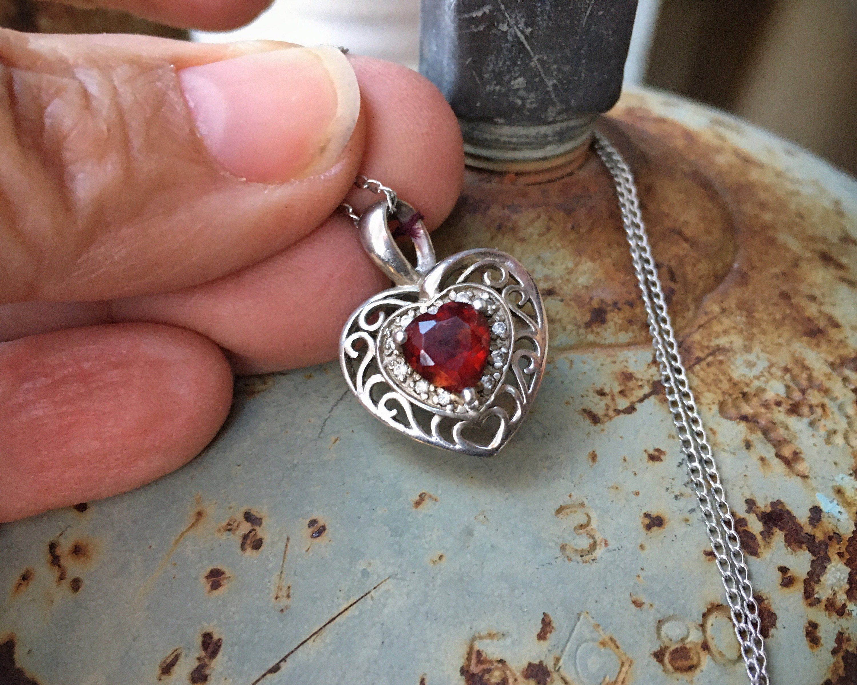 Silver Heart Locket With Diamond Centre