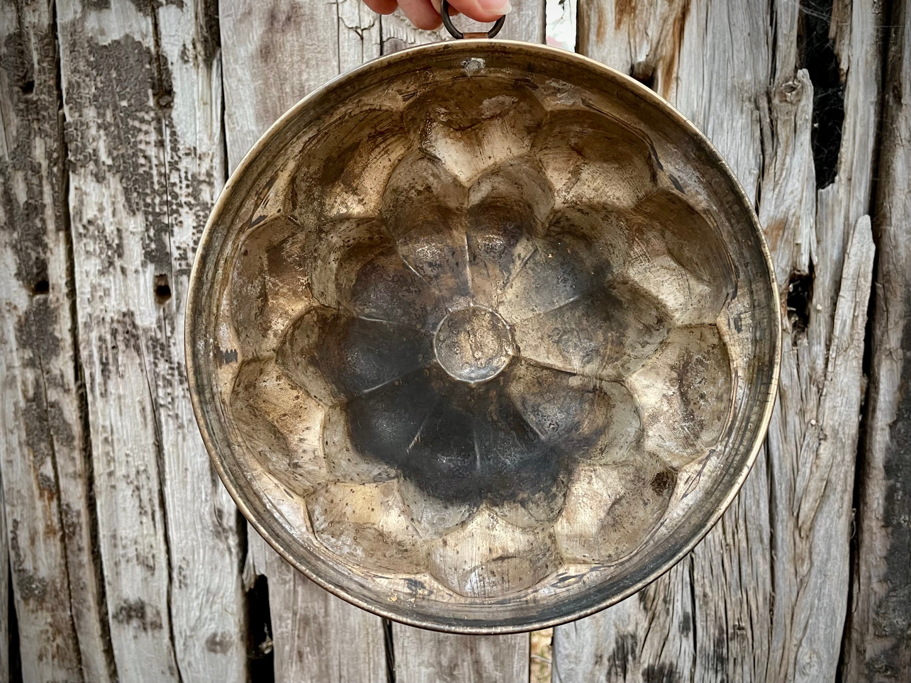 Vintage Copper Mold Sculptural Wall Hanging, Rustic French Cottage