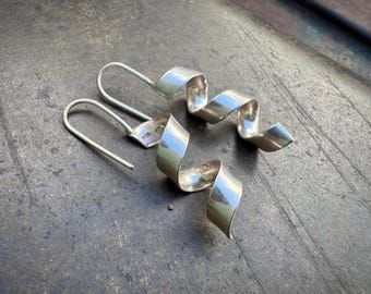 Sterling Silver Spiral Earrings, Medium Small Size, Made in Thailand