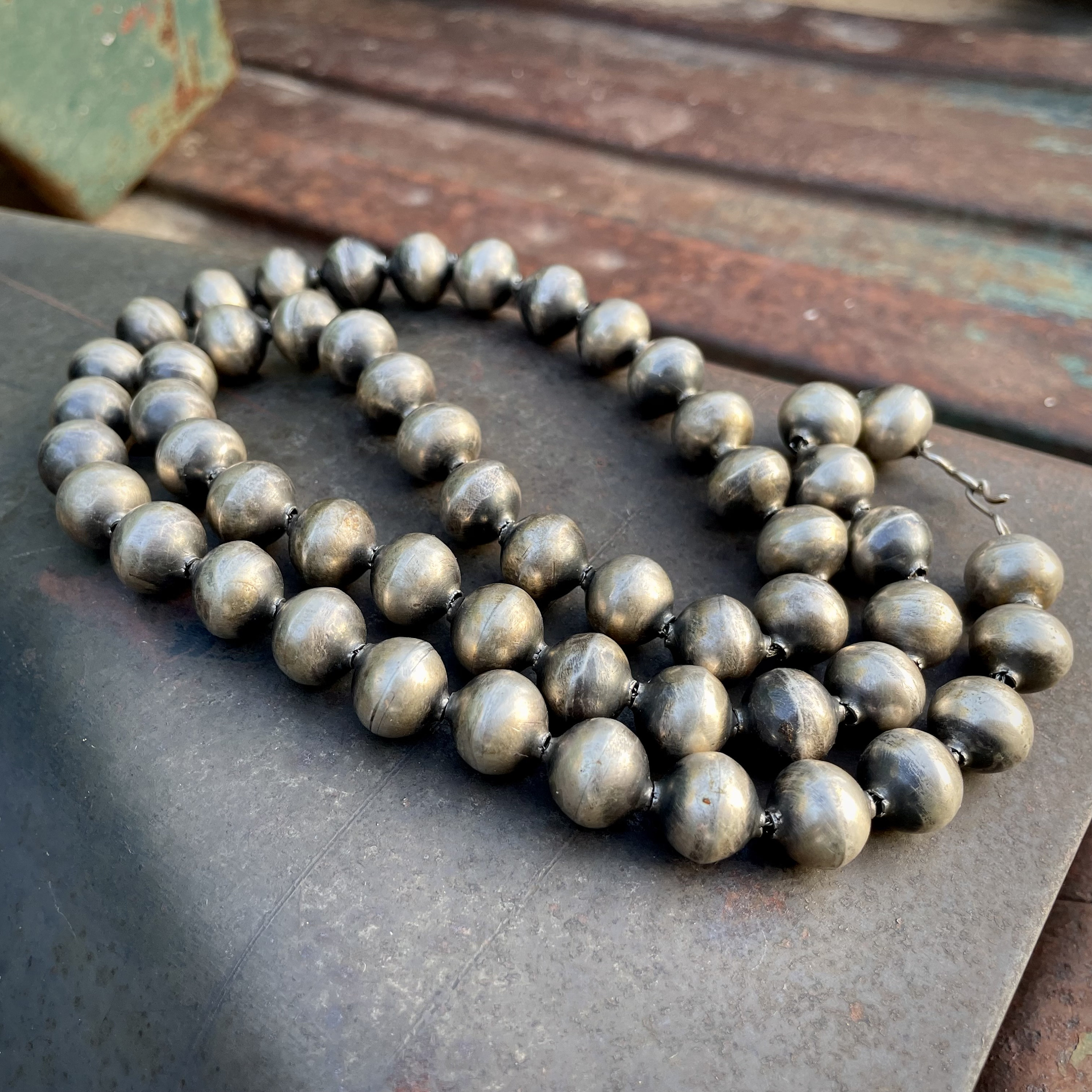 10mm Large Navajo Sterling Silver Stretch Bracelet