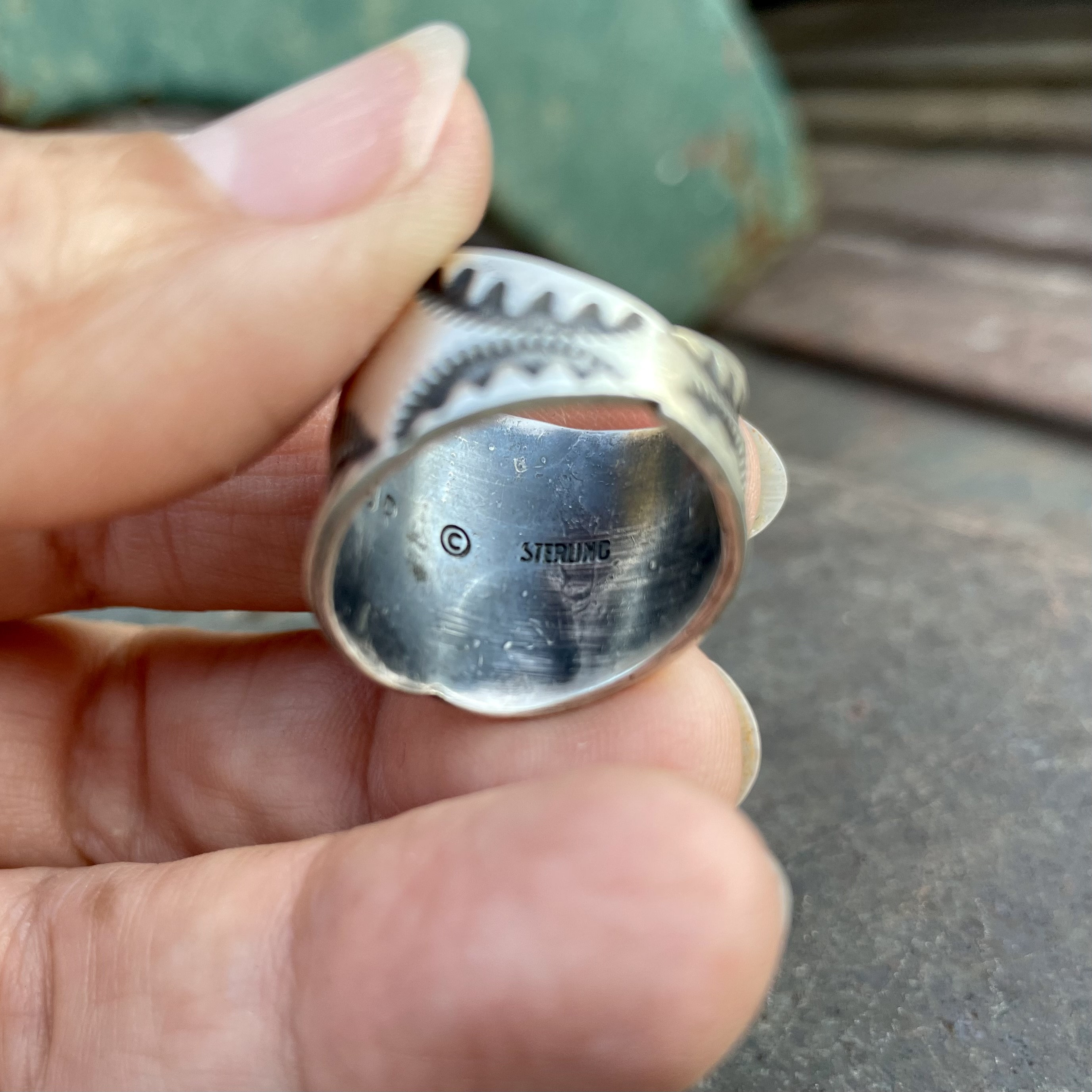 Navajo Vincent J. Platero Stamped Sterling Silver Cigar Band Navajo Vincent J. Platero Stamped Sterling Silver Cigar Band