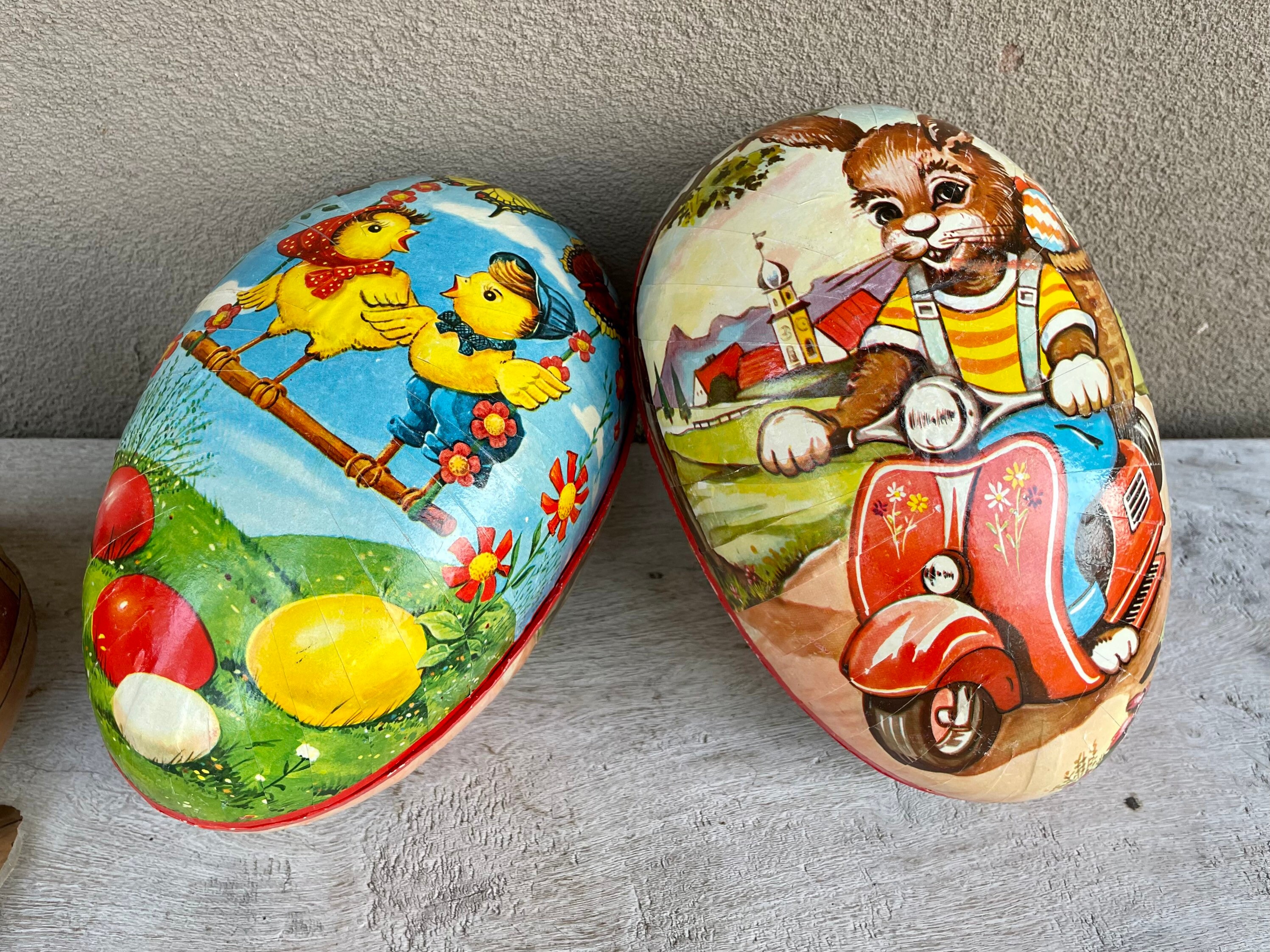 Vintage Paper Mache Easter Eggs, (qty 3), West Germany (c 1940s