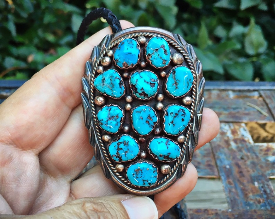 Vintage Authentic Navajo Turquoise Bolo Tie for Men or Women