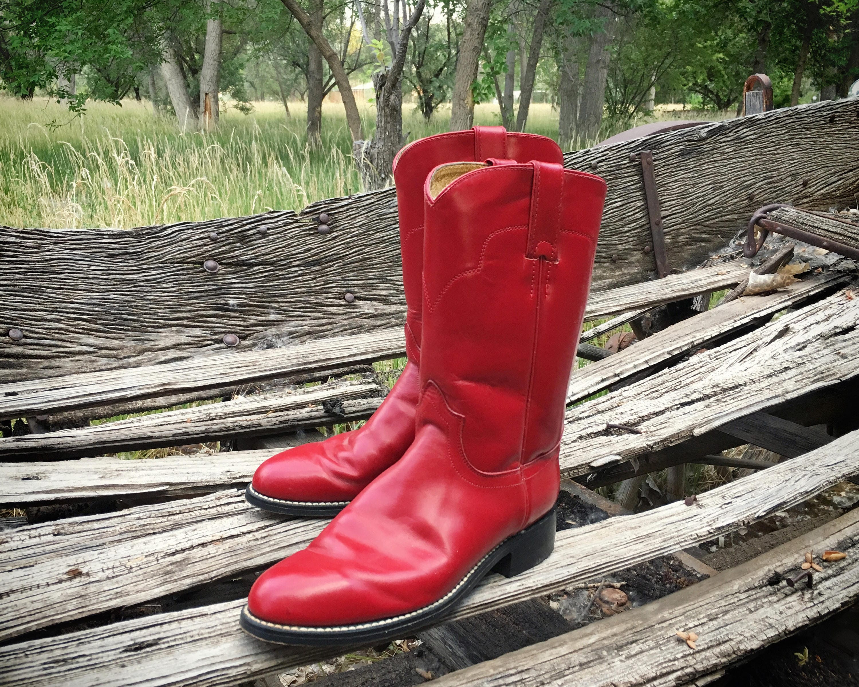 Vintage Women's Size 6 B red cowboy boots Tony Lama Roper cowgirl boots