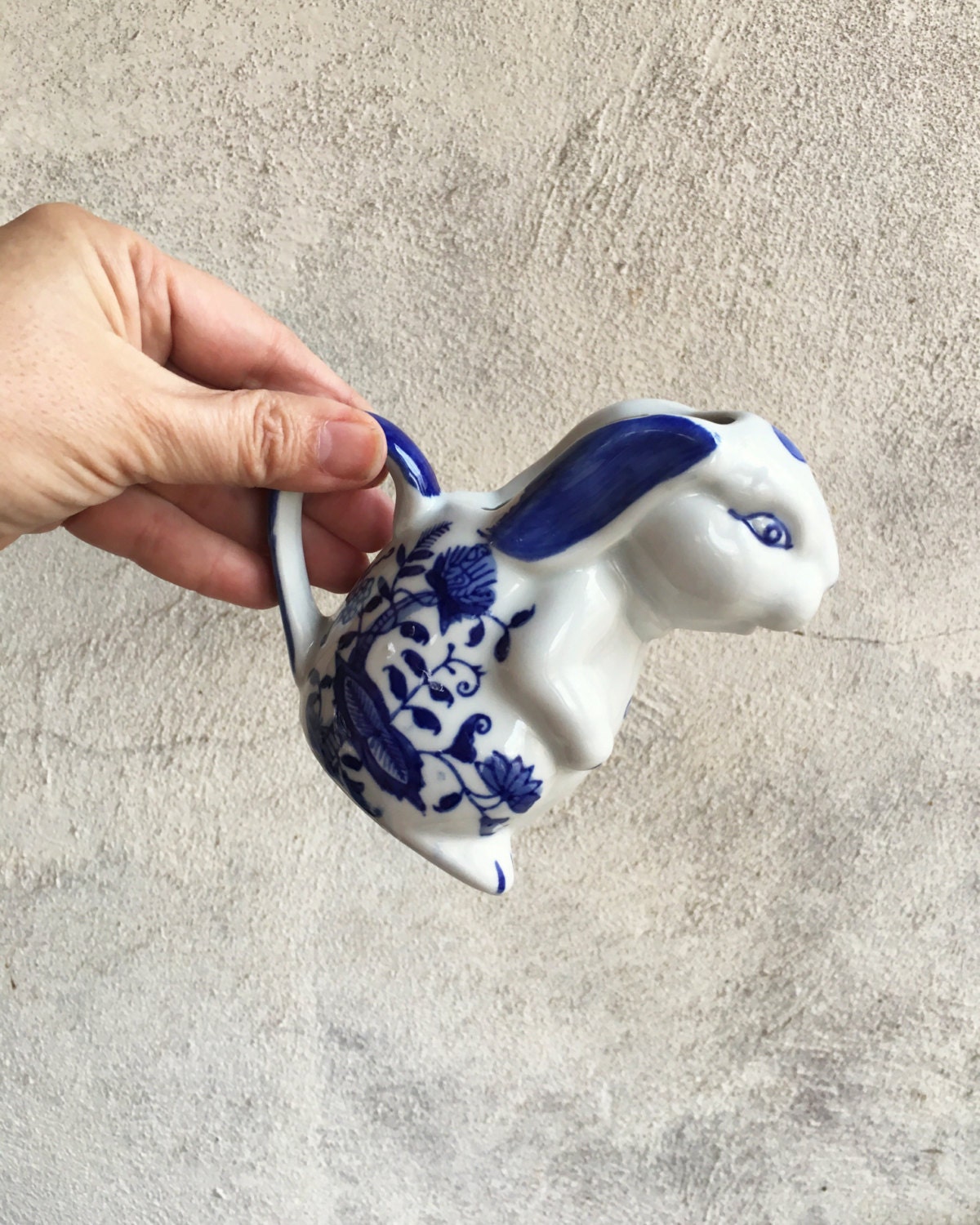 Vintage rabbit figurine creamer, ceramic bunny pitcher, rabbit decor ...