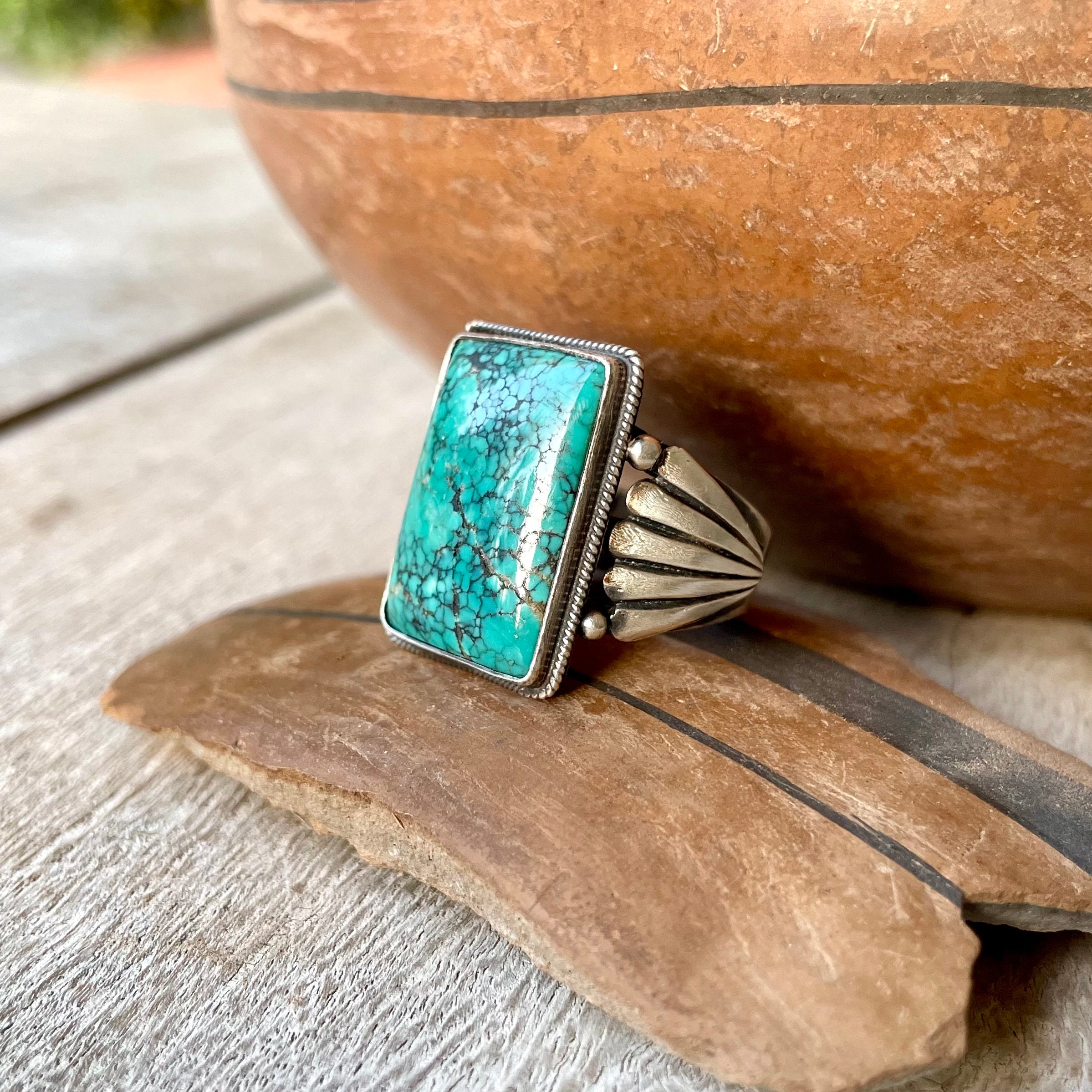 Important Early Steve Arviso Vintage Native American Navajo Turquoise Sterling Silver Bracelet Important Early Steve Arviso Vintage Native American Navajo Turquoise Sterling Silver Bracelet
