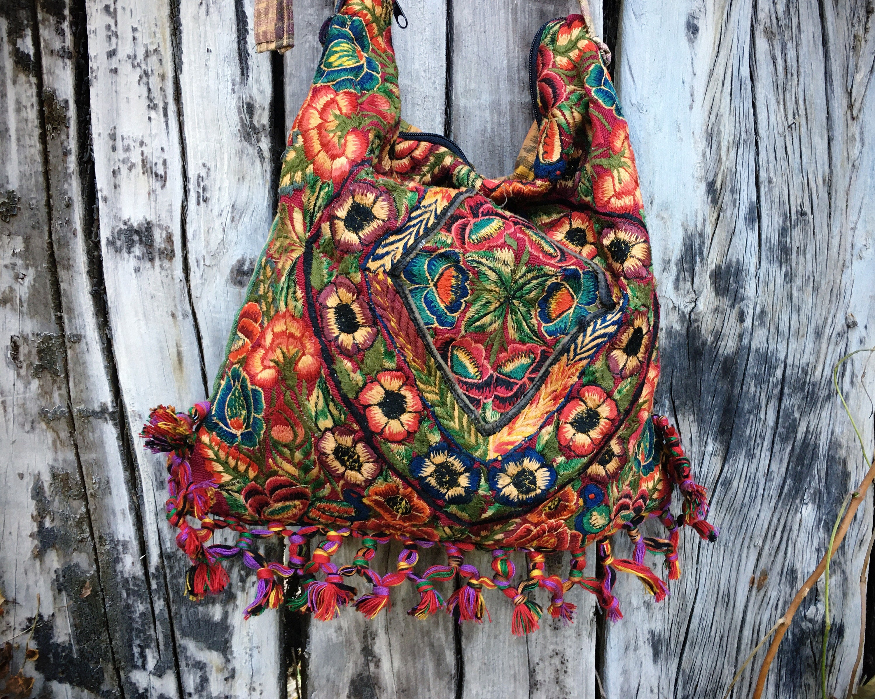 Vintage Mexican Shoulder Bag Embroidered Fabric, Guatemalan Mexican ...