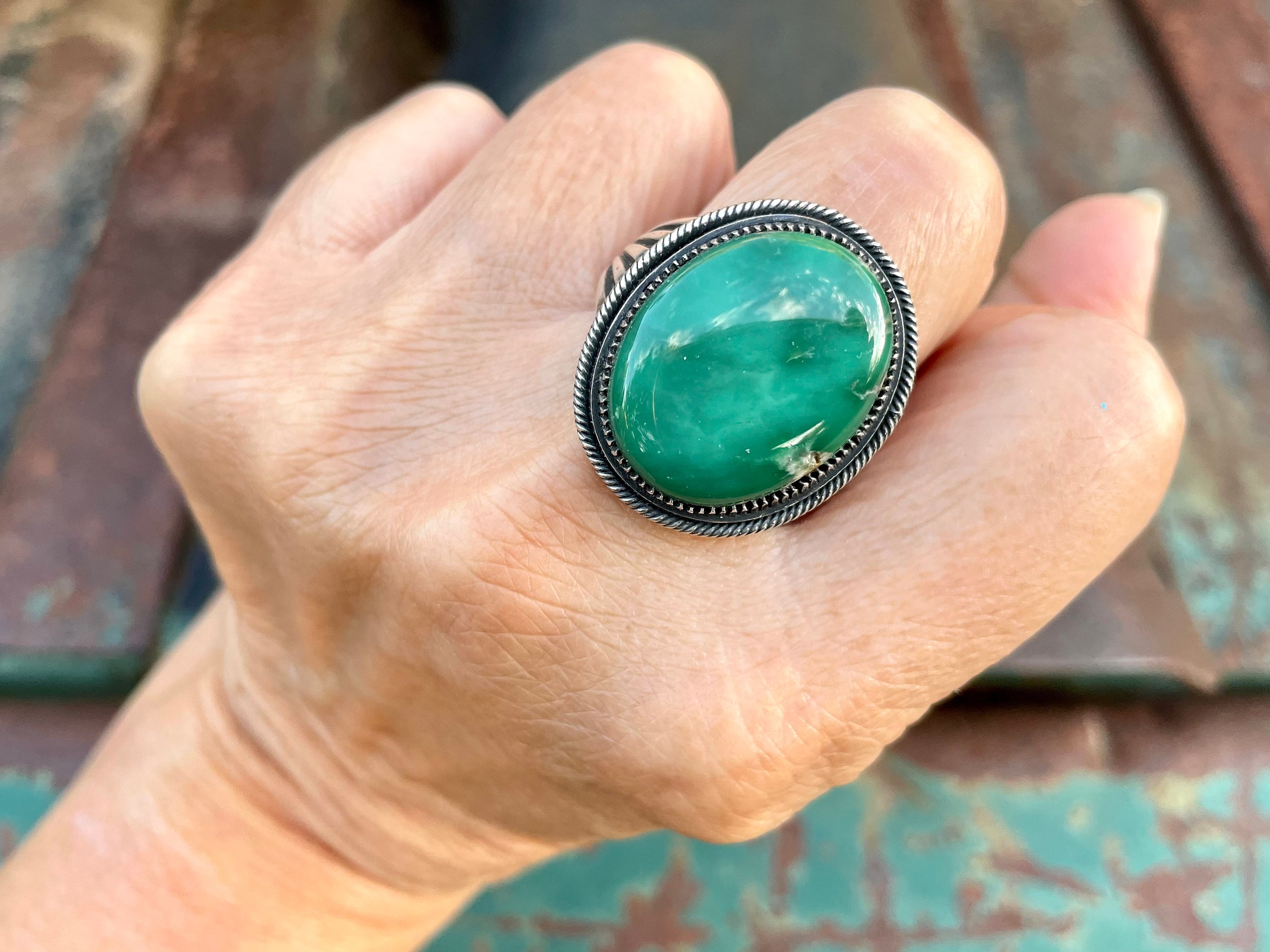 Important Arviso Vintage Native American Navajo Green Turquoise Sterling Silver Earrings Important Arviso Vintage Native American Navajo Green Turquoise Sterling Silver Earrings