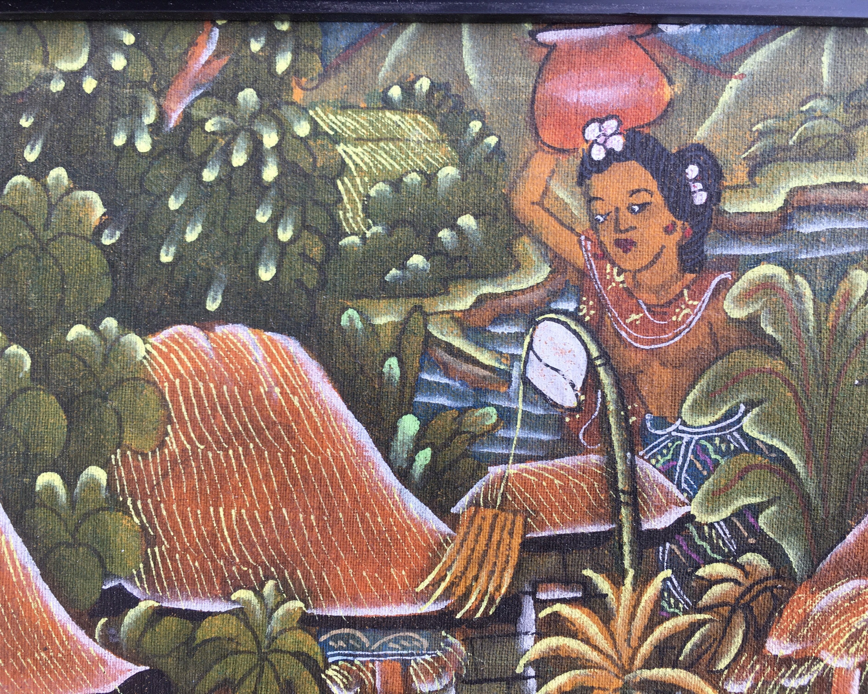  An image of a Balinese painting depicting a scene from an Indonesian folk story.