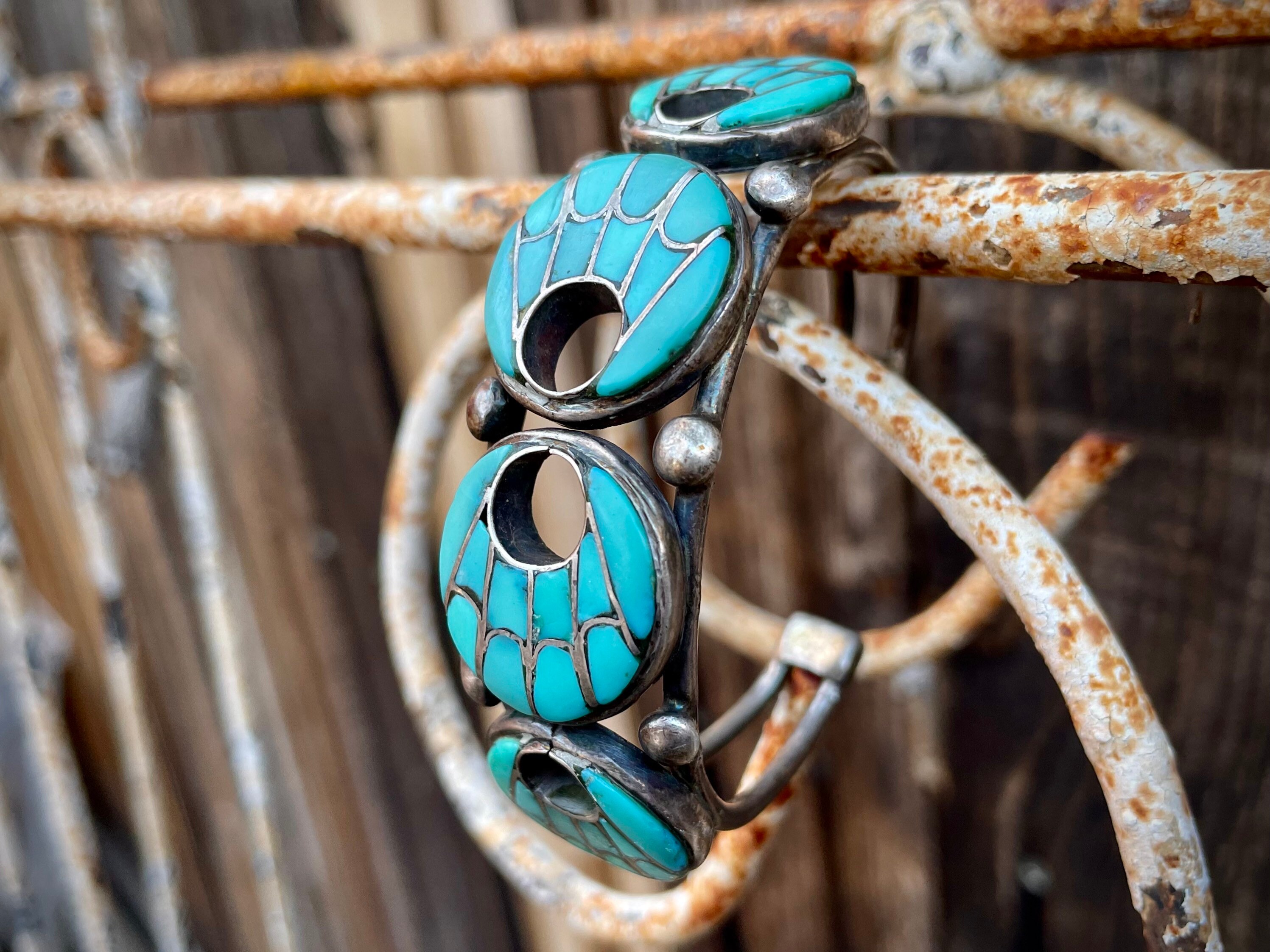 RESERVED for M. / Zuni Annie Quam Gasper Turquoise Channel Inlay