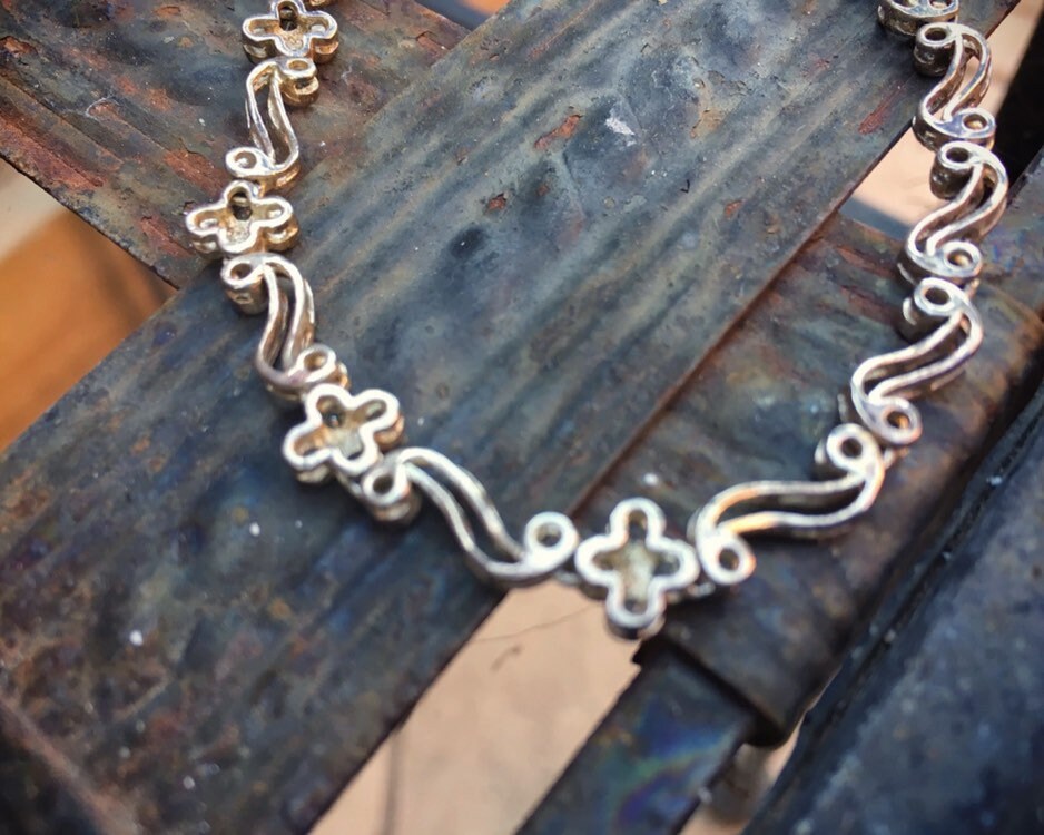 1950s Sterling Silver and Rhinestone Necklace for Women Audrey Hepburn Style Vintage DeBeer Jewelry