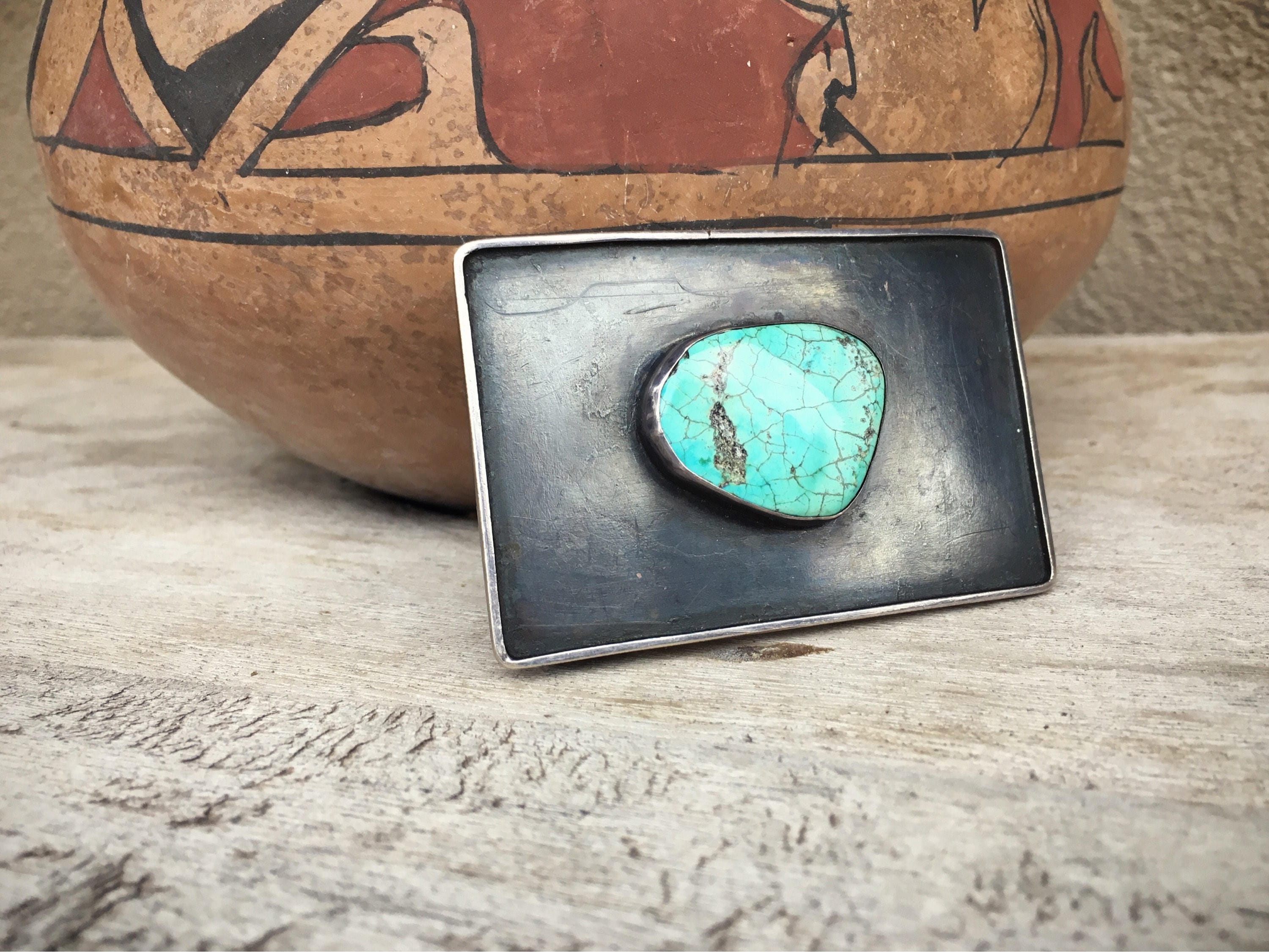 mens turquoise belt buckle
