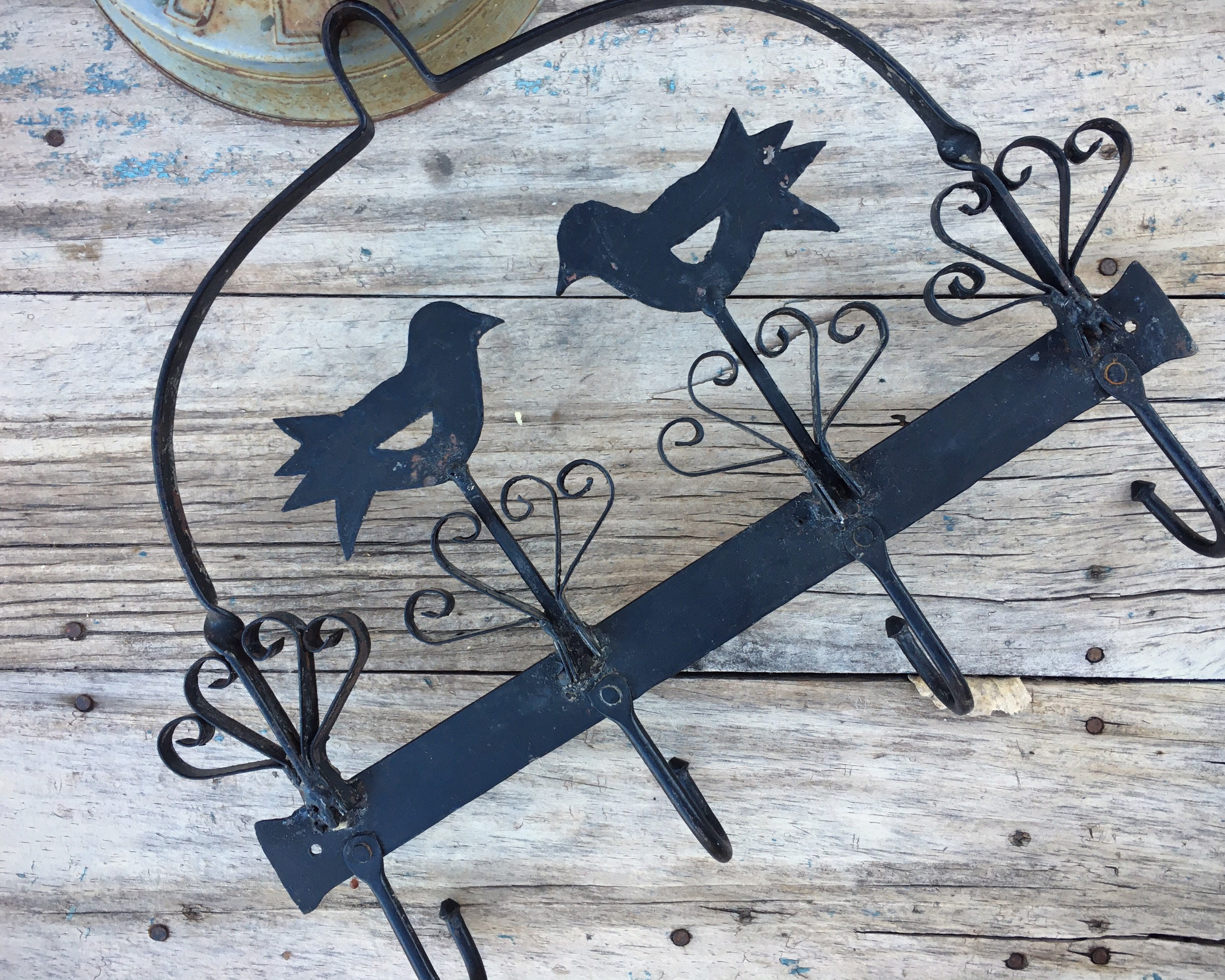 Forged Iron Bird Hook Wall Hanging for Towels Keys Lanyards