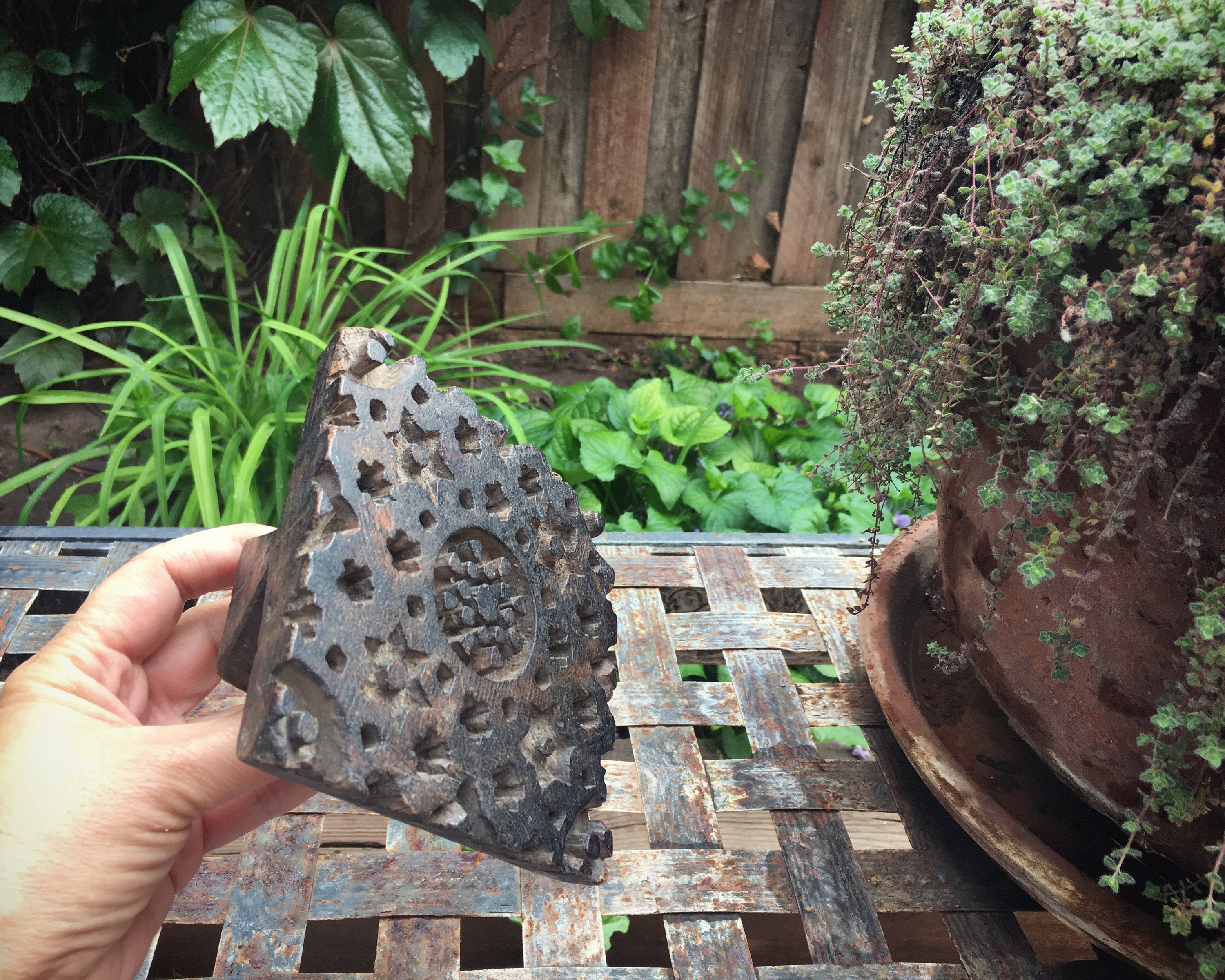 Antique wood block batik stamp, wooden stamps, boho decor, primitive