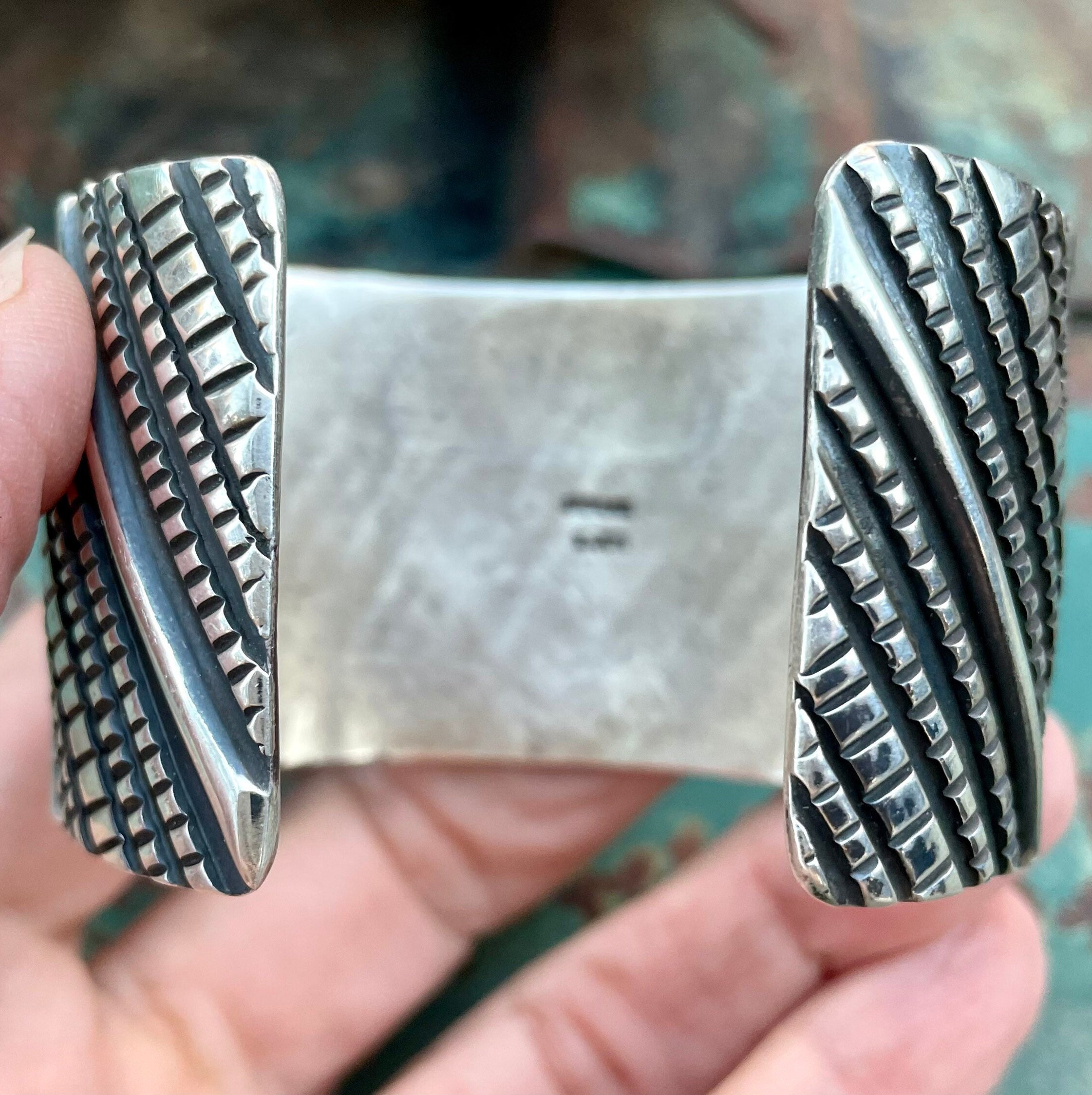 Important Native American Navajo Tillie Jon Detailed Sterling Silver Bracelet Important Native American Navajo Tillie Jon Detailed Sterling Silver Bracelet