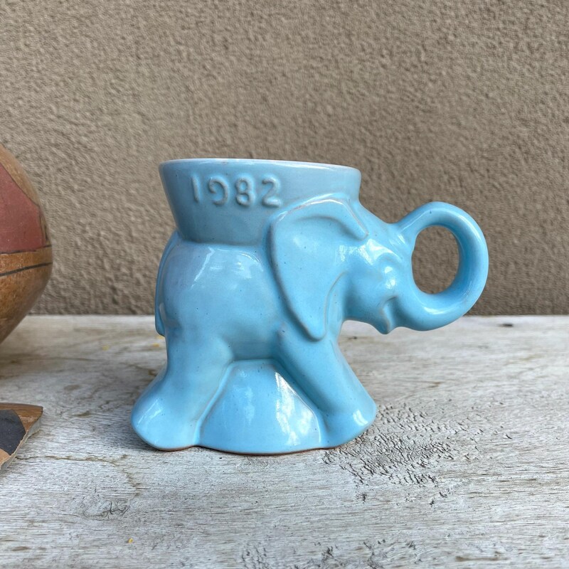 Tasse à Café Frankoma Pottery Vintage, éléphant Marron, GOP Républicain, Céramique
