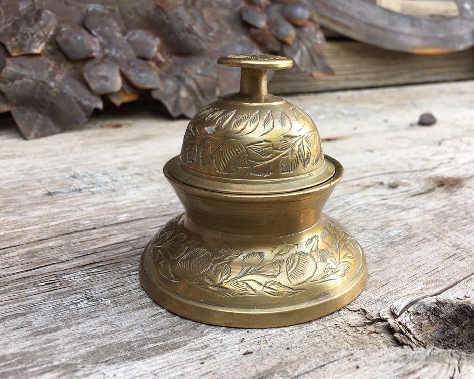 Engraved Brass Claw Bell with Holder, Buddhist Altar Decor, Mindfulness  Gift for Gratitude Practice, Elephant Bell