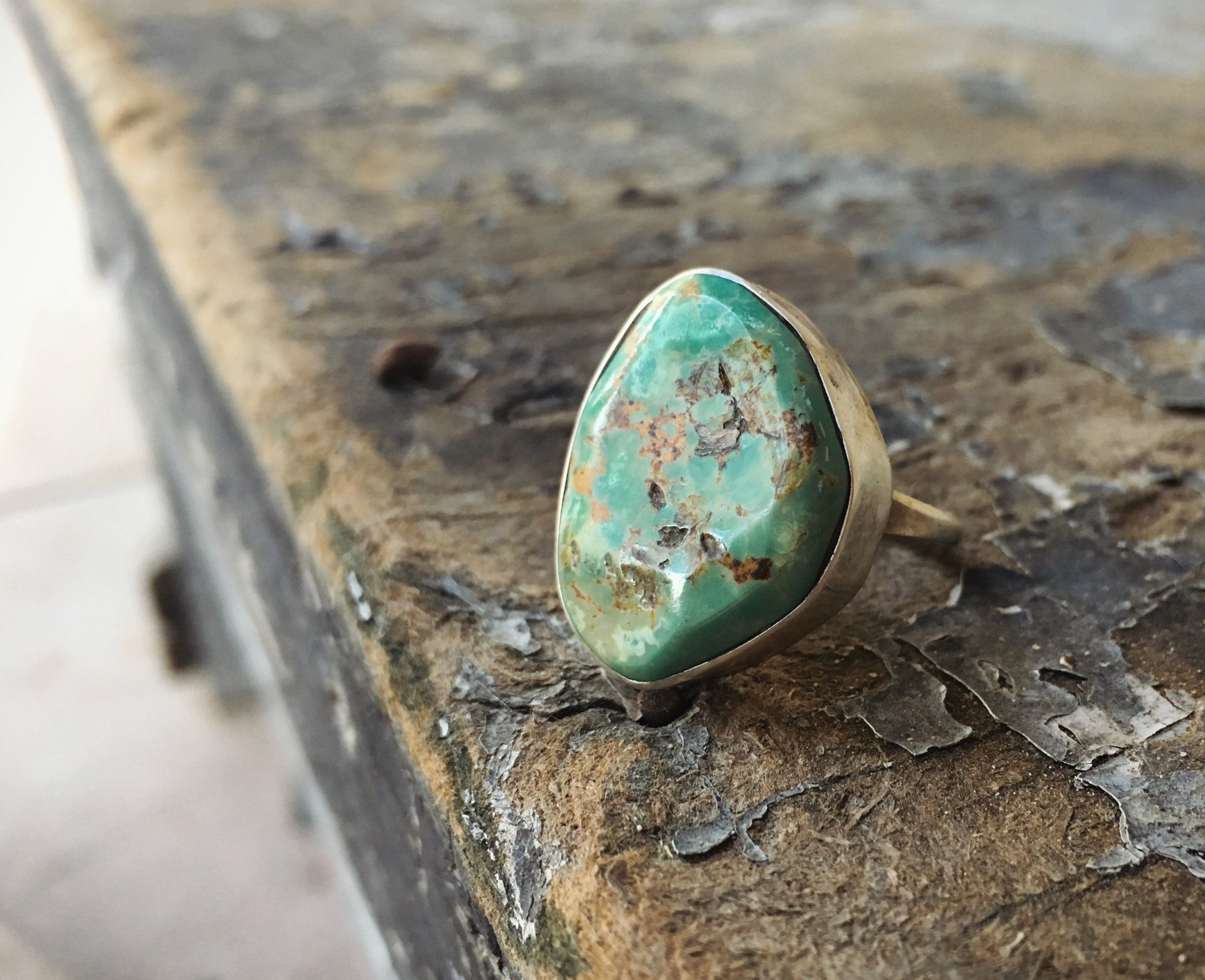 Simple Turquoise Ring for Women Size 7 Round Ring Sterling Silver