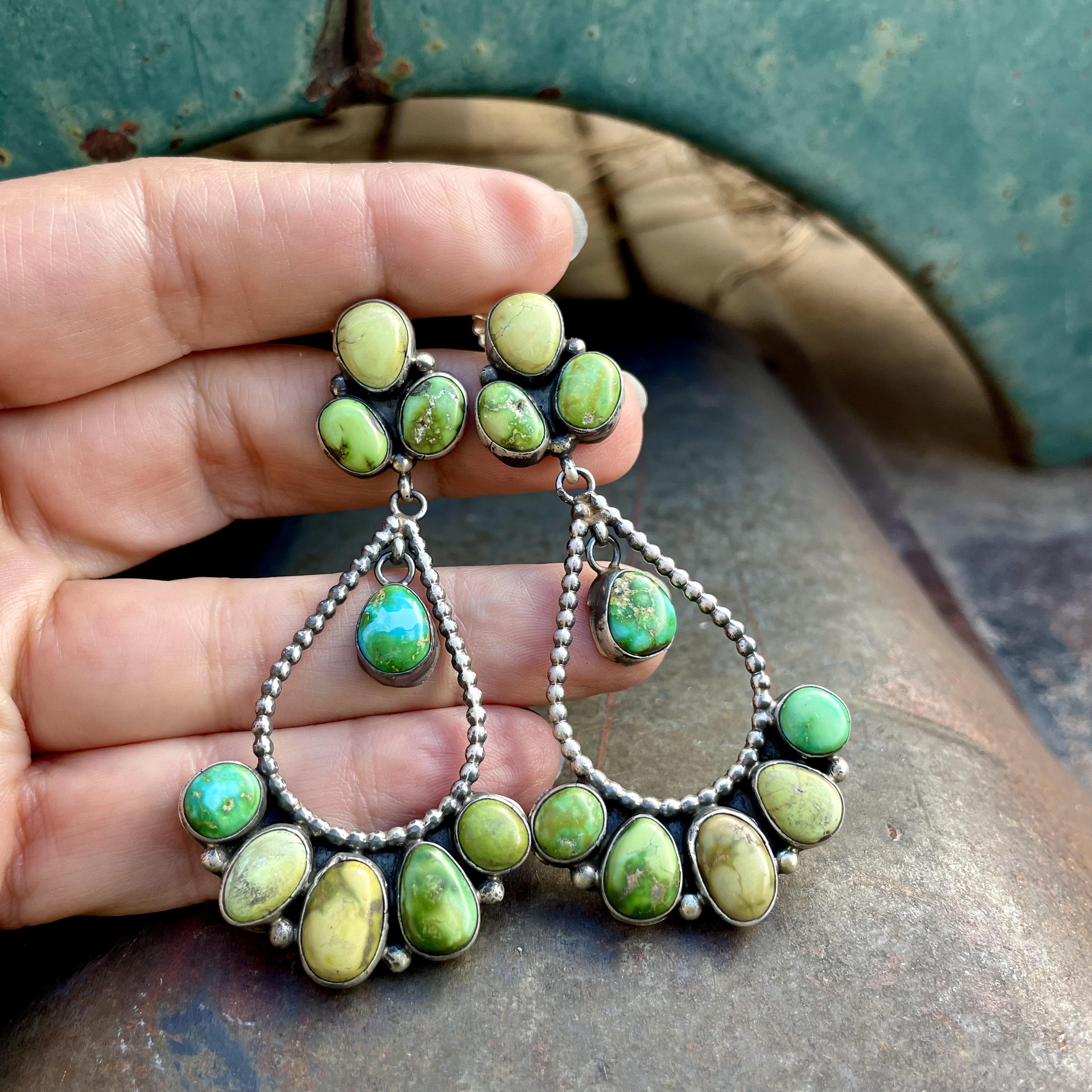Stunning Native American Navajo Sonora Green Turquoise Sterling Silver Bracelet Stunning Native American Navajo Sonora Green Turquoise Sterling Silver Bracelet
