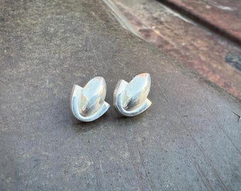 Mark Jimenez Small Sterling Silver Post Earrings, Contemporary Style
