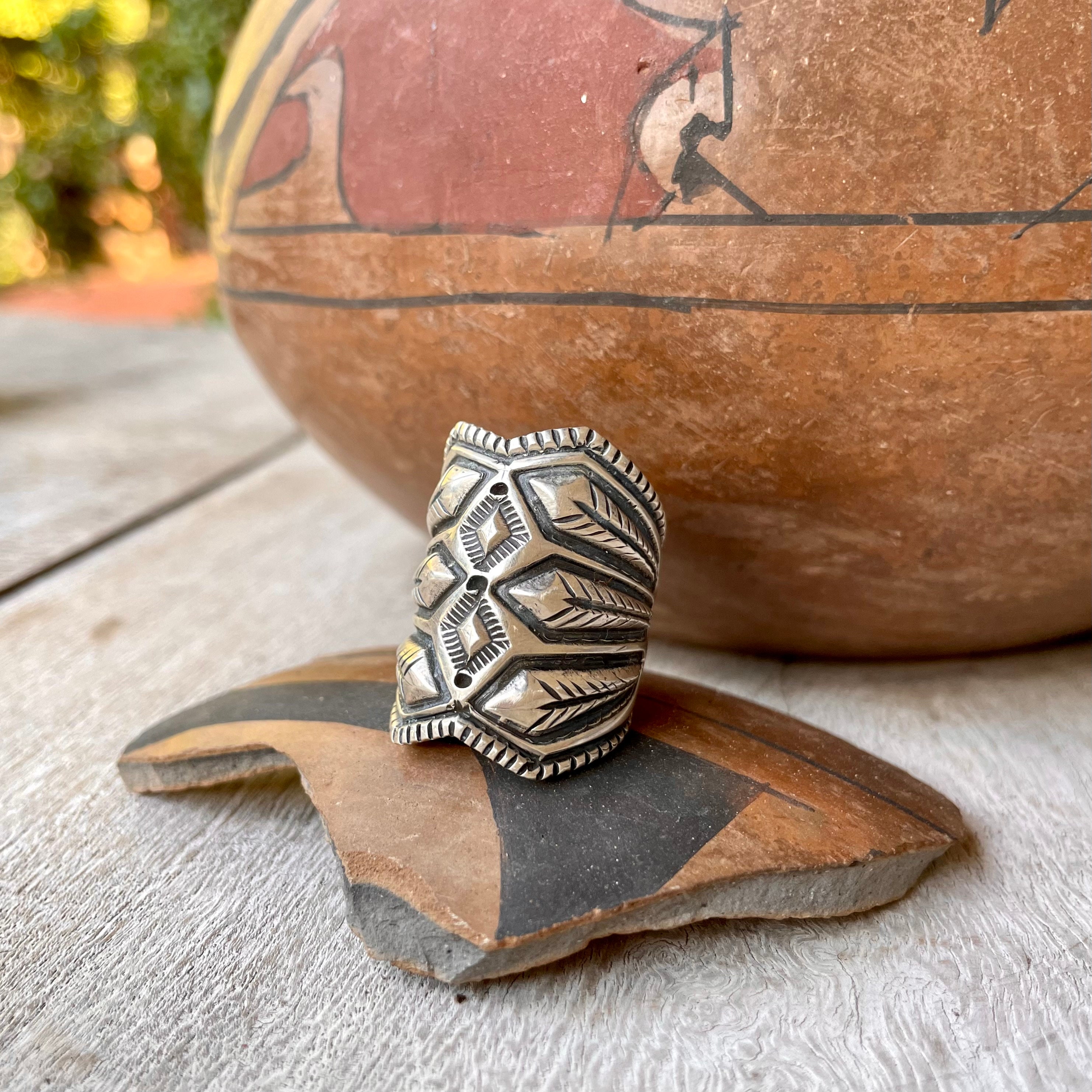Vintage Heavy Stamped Sterling Silver Cigar Band Ring Approx