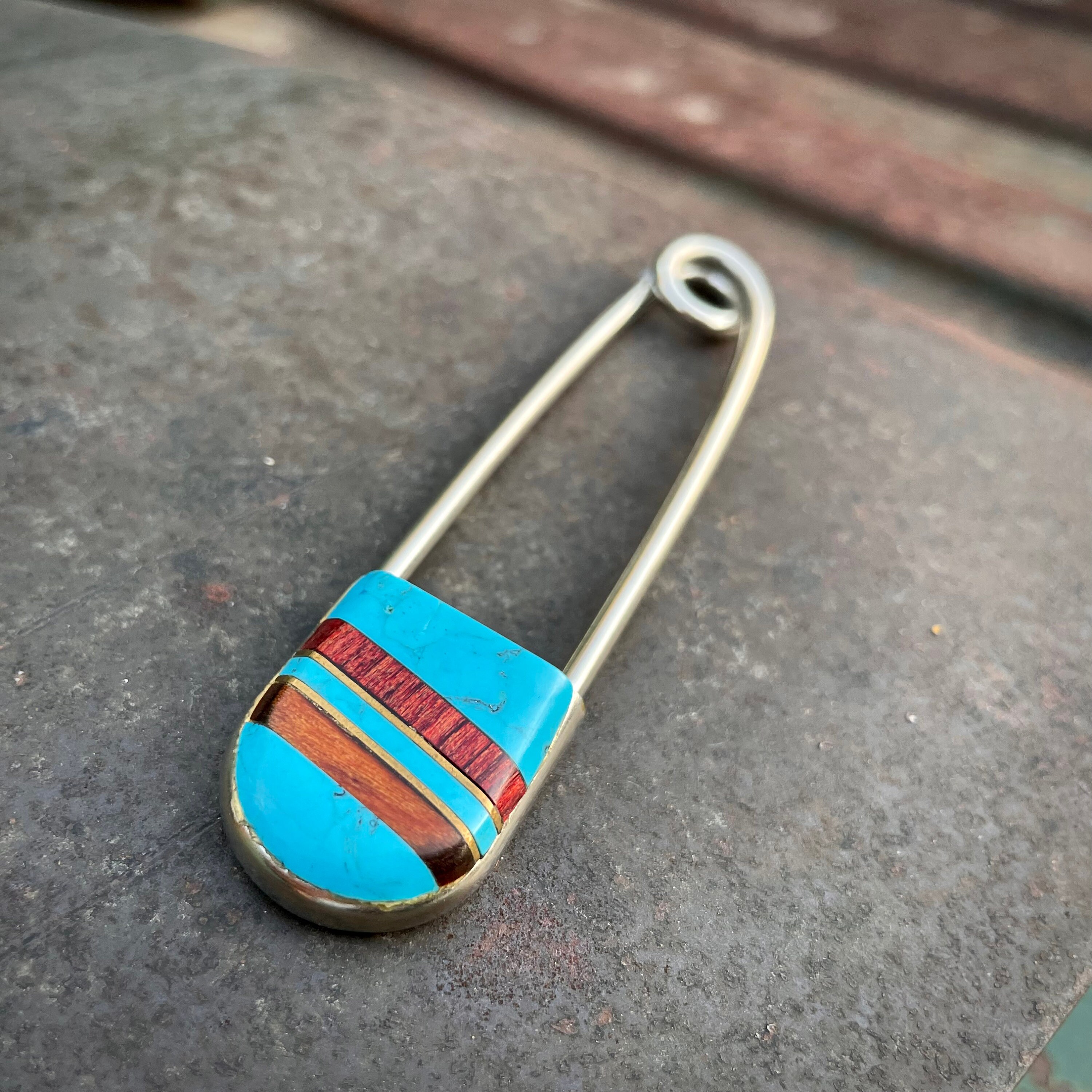 Turquoise Safety Pin 