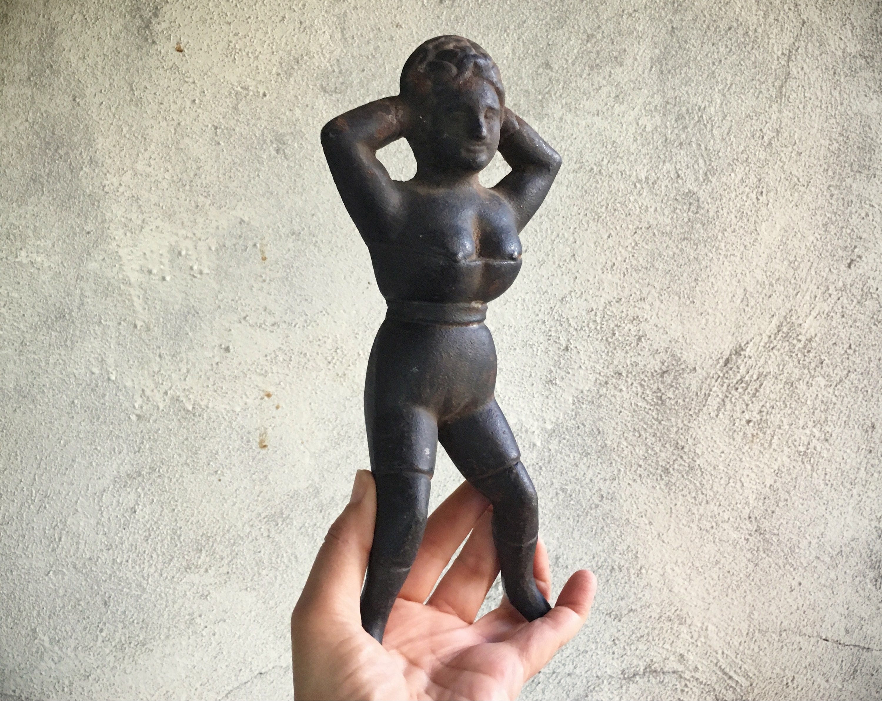 Vintage Cast Iron Pin Up Girl Boot Jack Cast Iron Door Stop Iron