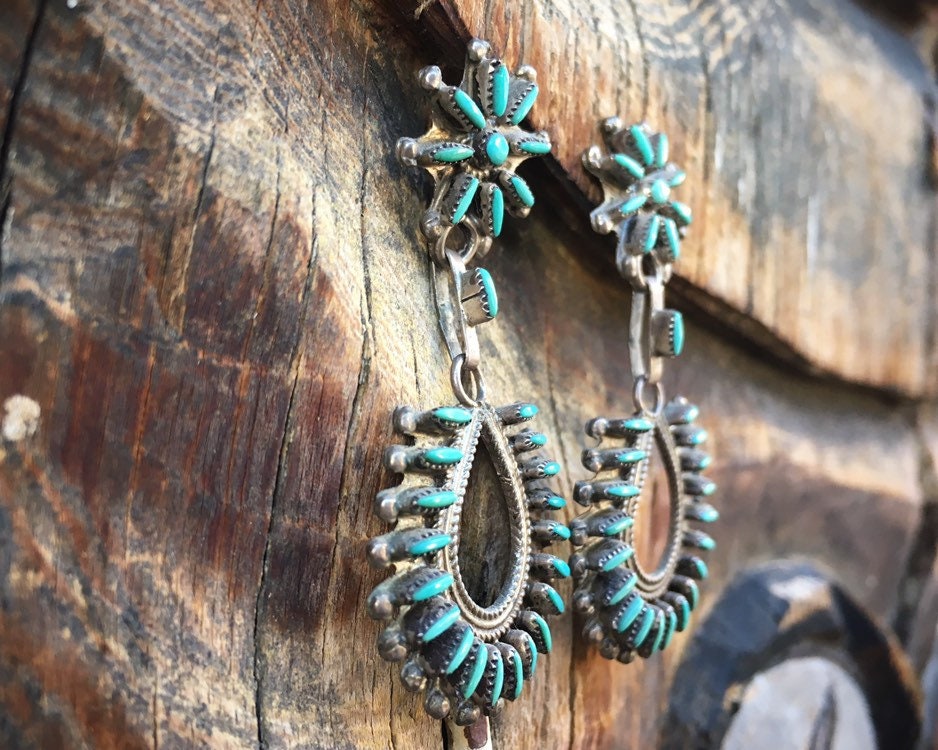 Zuni Needlepoint Sleeping Beauty Turquoise Post Earrings for Women ...