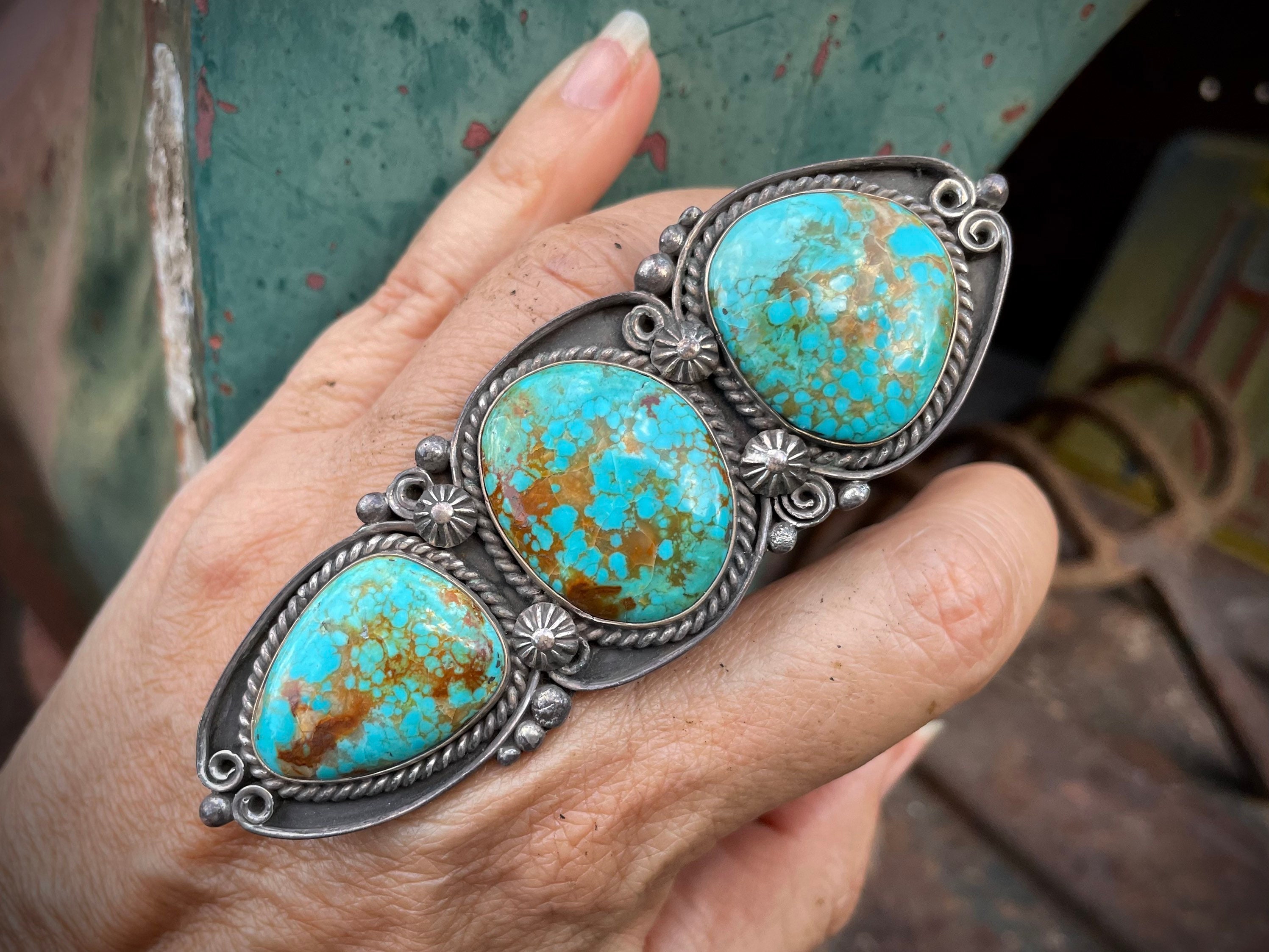 One Of Most Unique Native American Navajo Ben Begaye Turquoise Sterling Silver Ring One Of Most Unique Native American Navajo Ben Begaye Turquoise Sterling Silver Ring