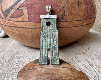 Chinese Spade Money Pendant with Silver Cap & Bale, 20g, No Chain