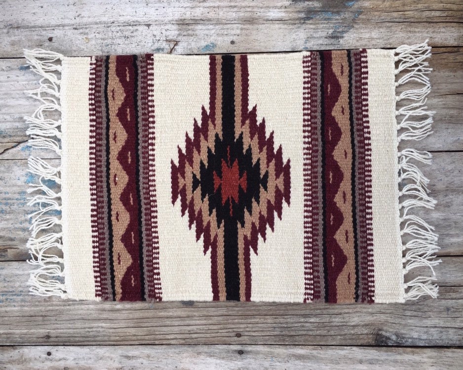 Woven Wool Placemat Wall Hanging Tapestry or Table Runner Rustic Decor