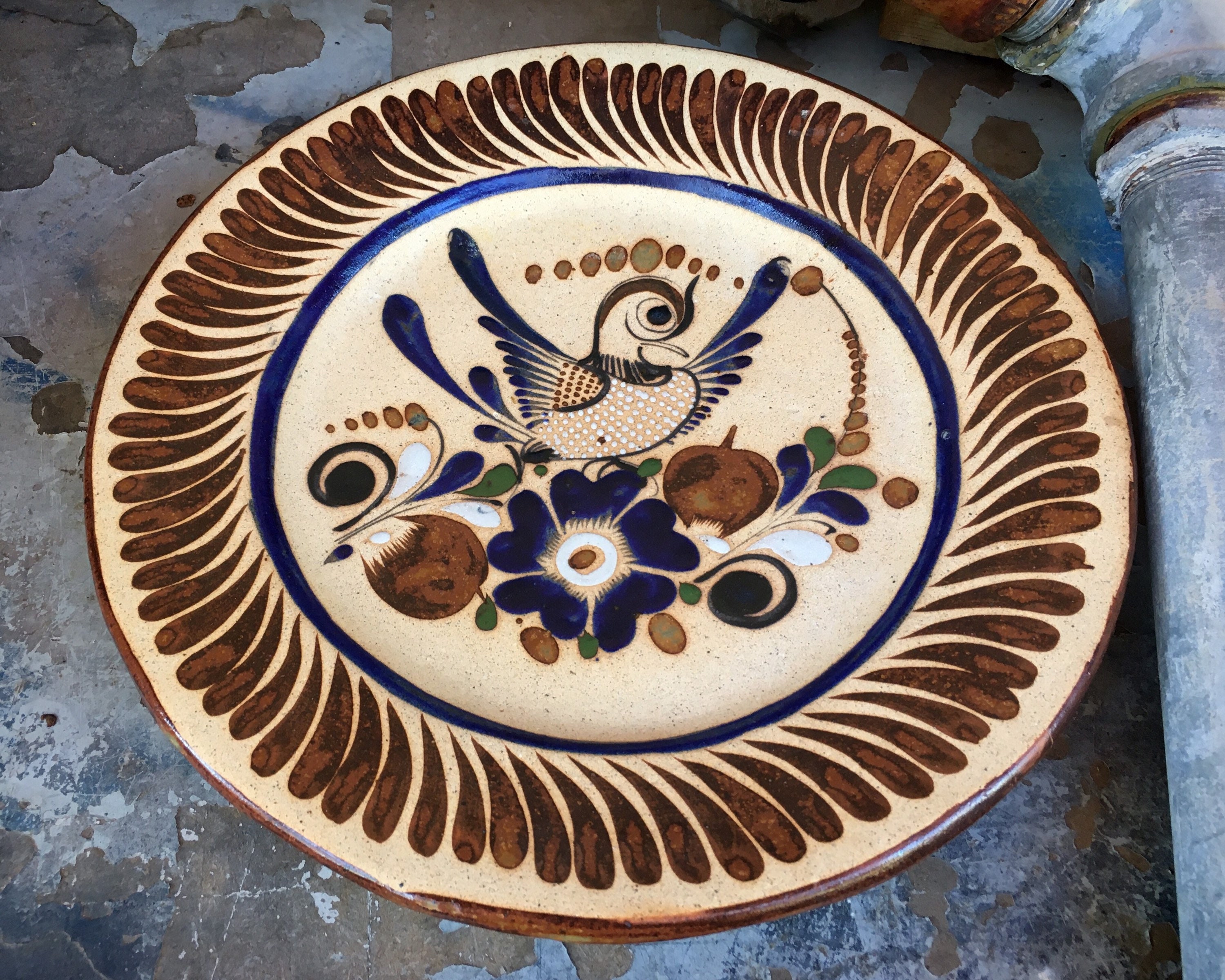 12 Heavy Tonala Pottery Decorative Stoneware Plate Wall Hanging