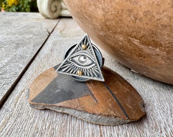 Stainless Steel Eye of God Ring Approx Size 5.75 to 6.25 by Carlos Montanaro