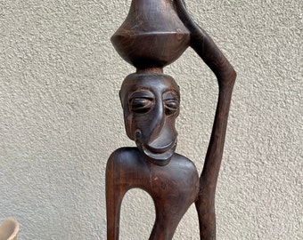 Modernist Makonde Blackwood Sculpture Shetani, African Wood Carving, Ethnographic Tribal Art