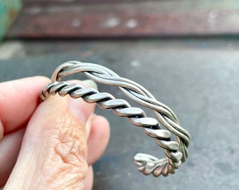 Two Vintage Child's Dainty Narrow Sterling Silver Bracelet Approx Size 4.5 to 5, Native American