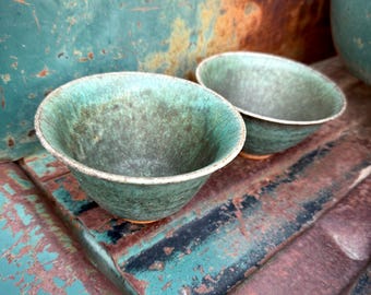 Pair of Vintage Art Studio Pottery Bowls, Hand Made Ceramics, Organic Natural Home Decor