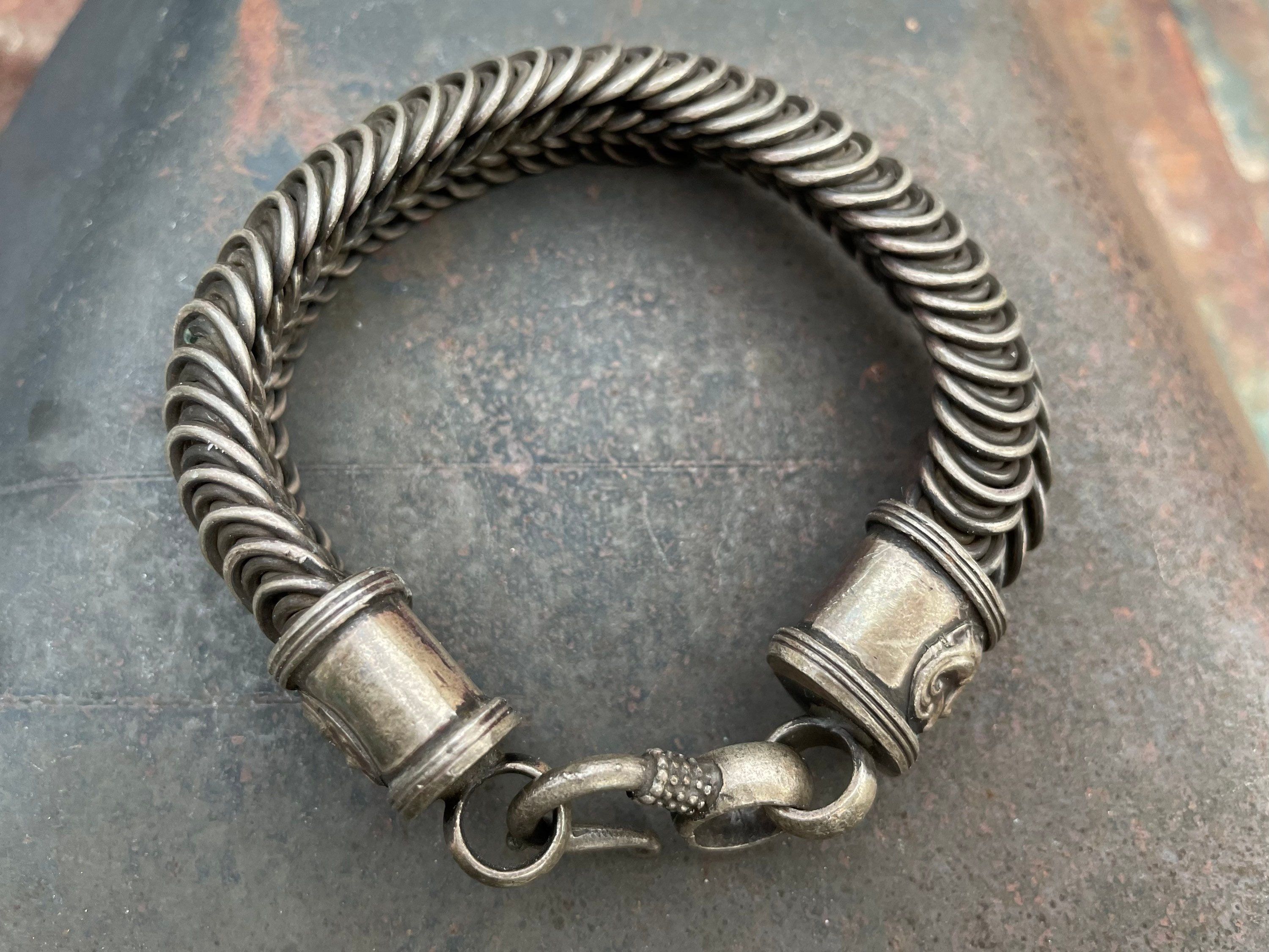 114g Vintage Tribal Woven Braided Silver Snake Bracelet Thick - Etsy
