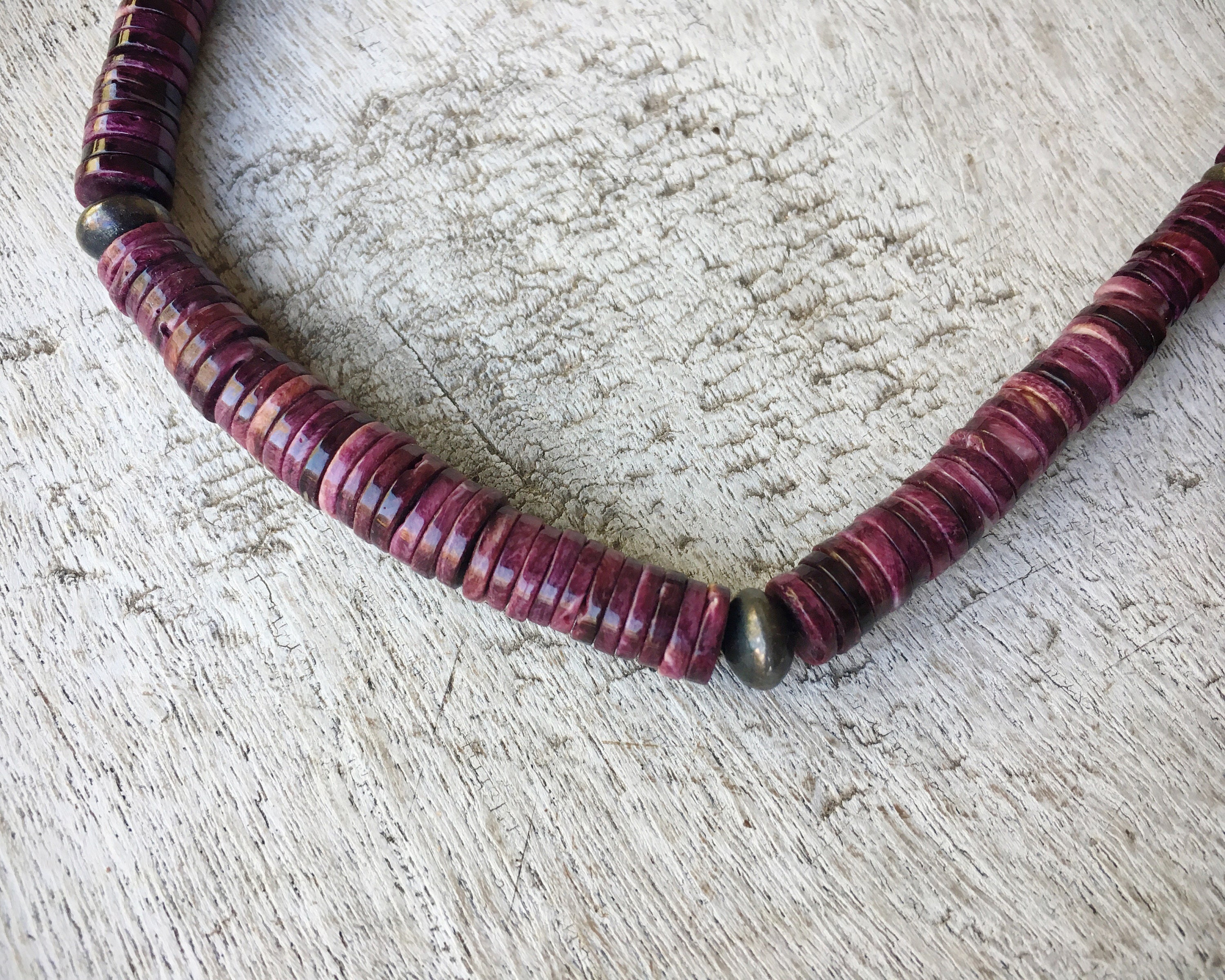 Purple Spiny Oyster Heishi Beads Strand - 9mm x 3mm to 9mm x 8mm