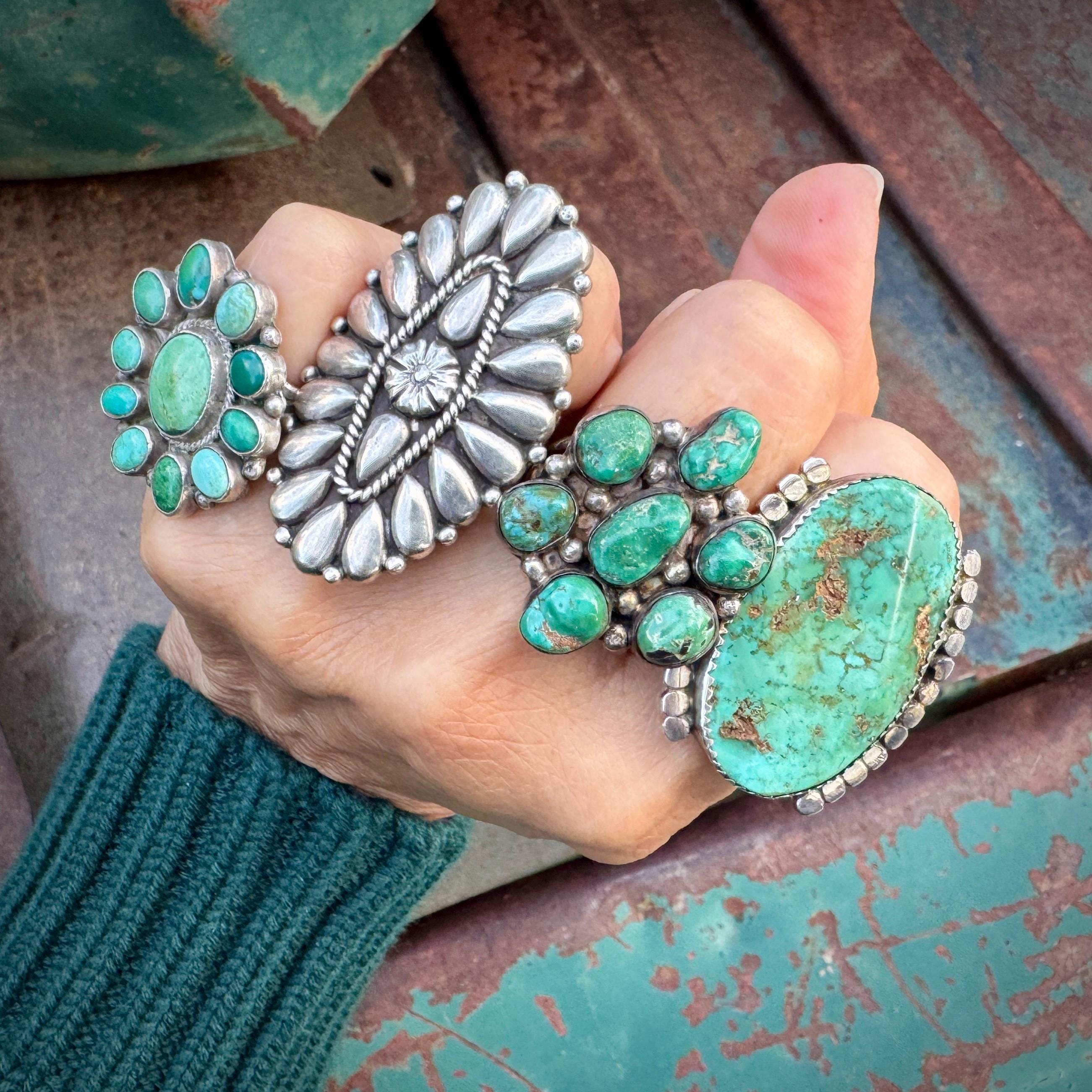 Thomas Jim リング/ インディアンジュエリー Navajo Thomas Jim All Sterling Silver Cluster Ring Approx Size 9
