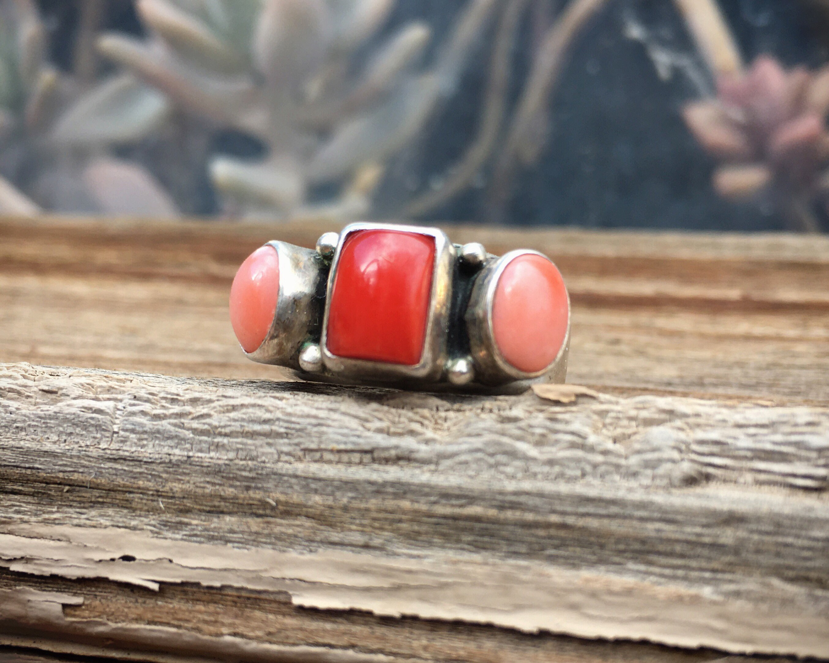 Pink Musselshell Ring Sterling Silver Red Coral and Pink Mussel Shell Ring for Women ...