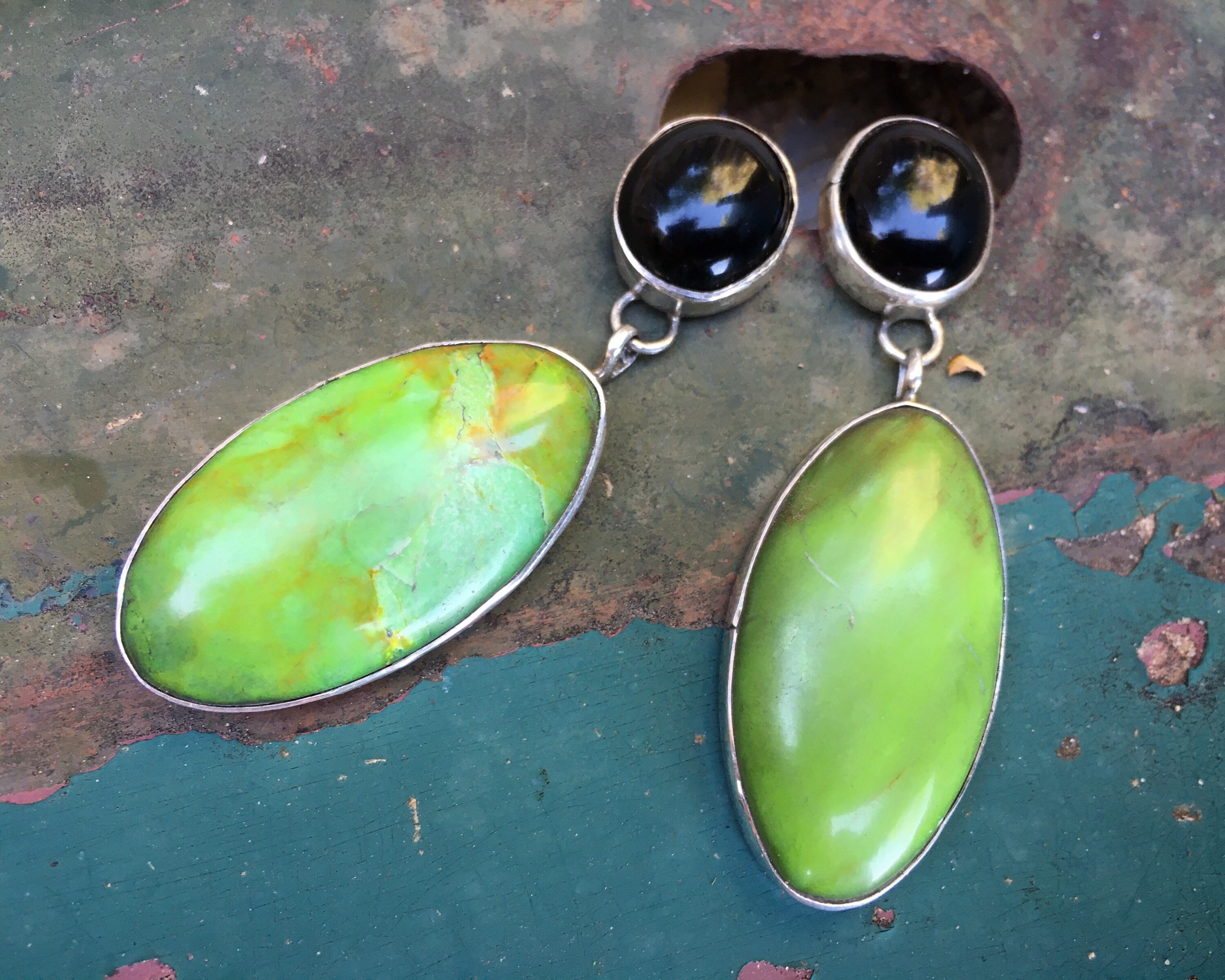 アクセサリー Navajo Green lizard Turquoise Navajo Green Turquoise Ring – NY Texas Style Boutique