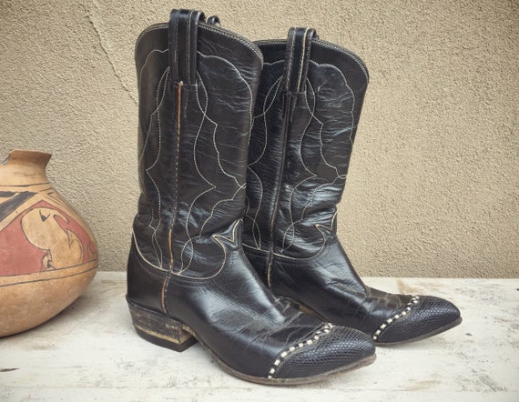 dark blue cowboy boots