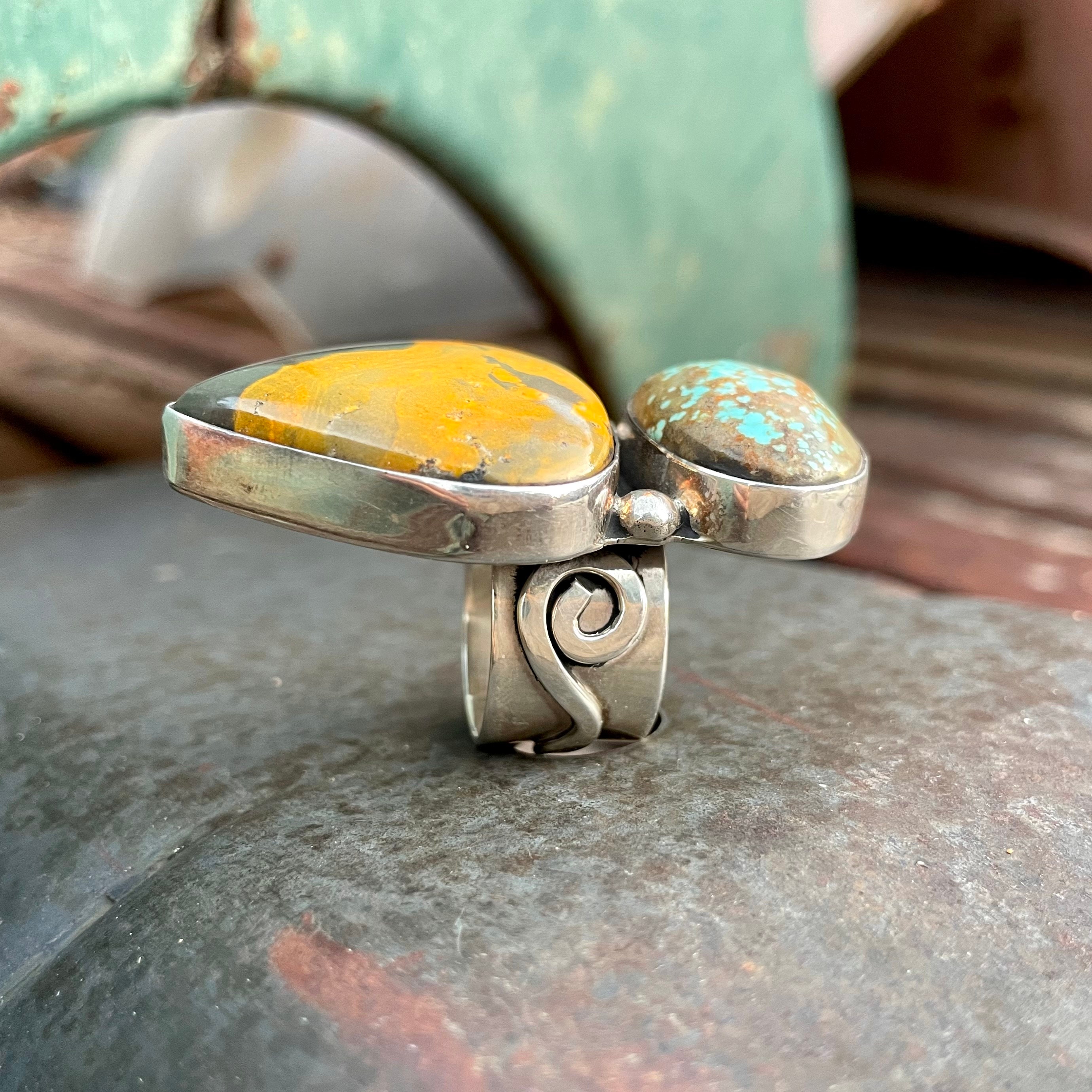 Dazzling San Felipe Bumble Bee Jasper Sterling Silver Ring Dazzling San Felipe Bumble Bee Jasper Sterling Silver Ring