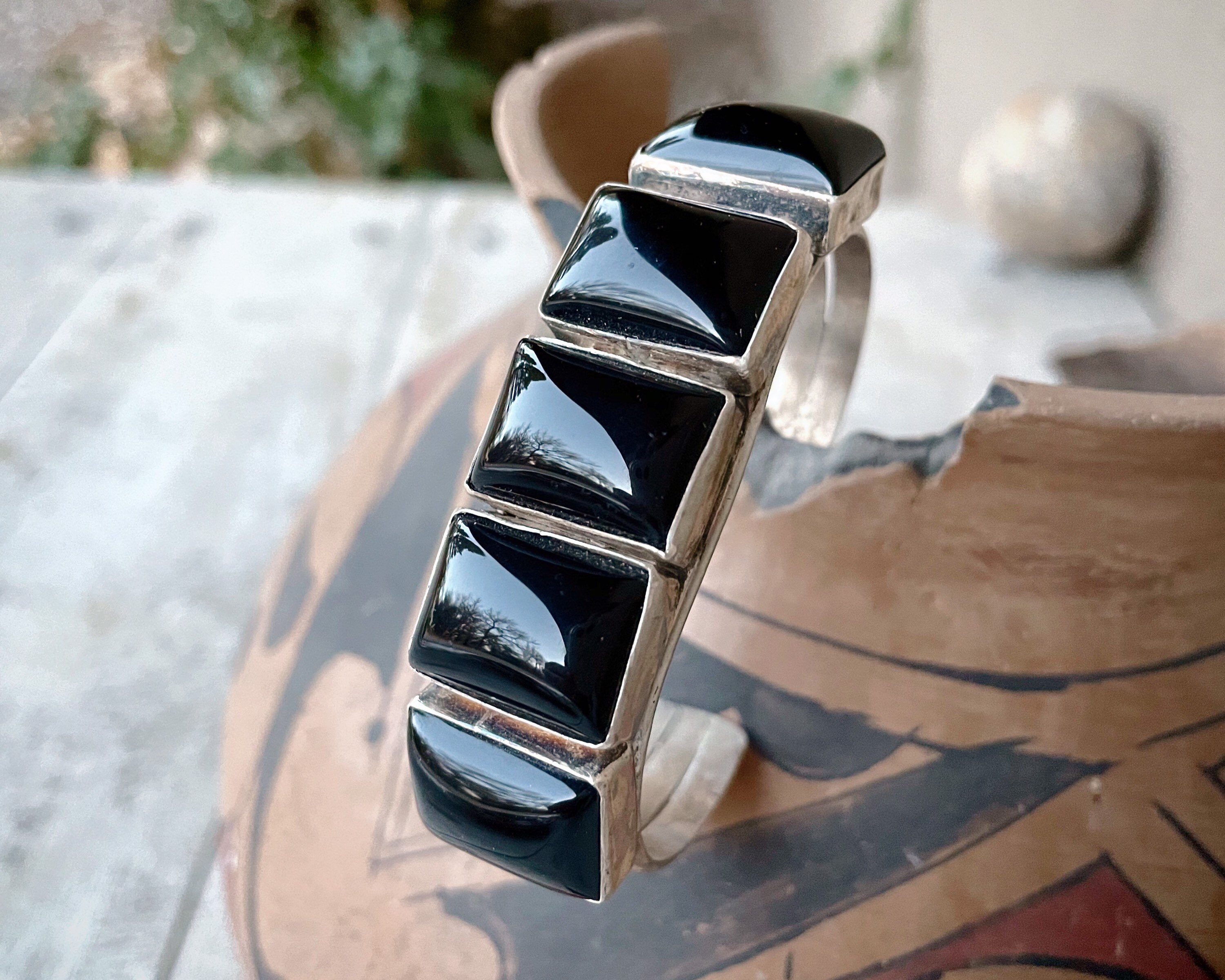 Sterling Silver Black Onyx Bracelet - 72 For Sale On