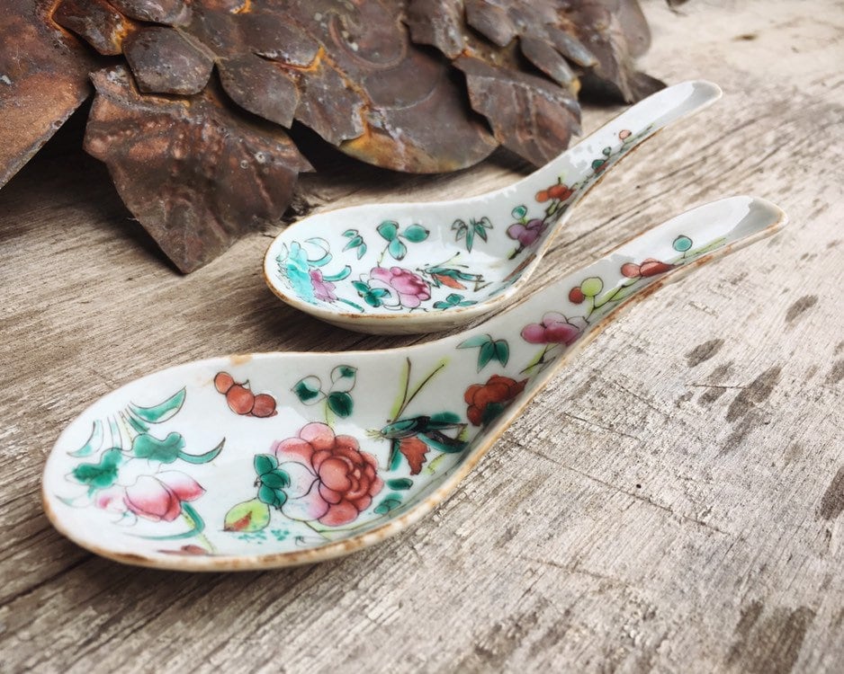 Three Old Chinese Spoons Instant Collection Chinoiserie Decor