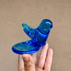 Leo Ward Bluebird of Happiness Art Glass Figurine 1995, Candleholder Trinket Base