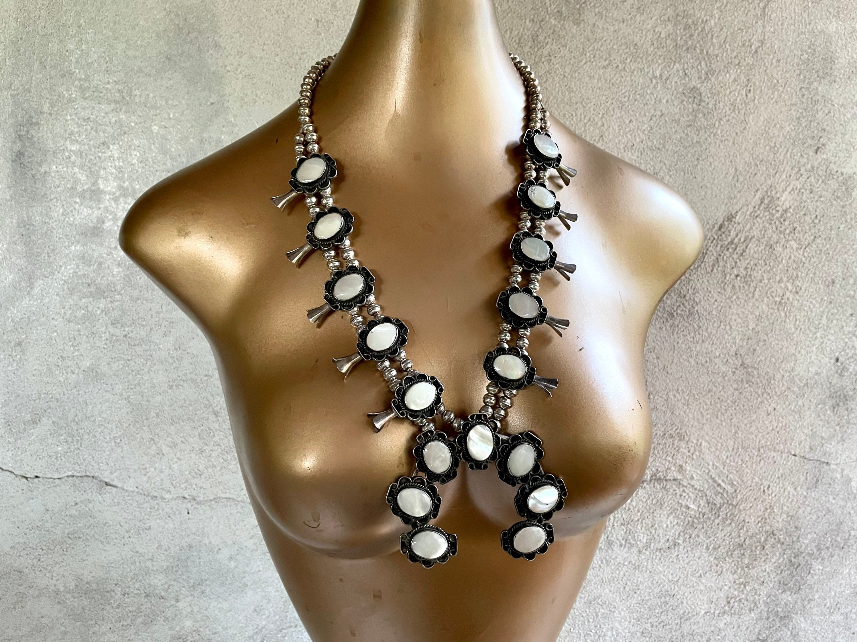Mother of pearl squash blossom deals necklace